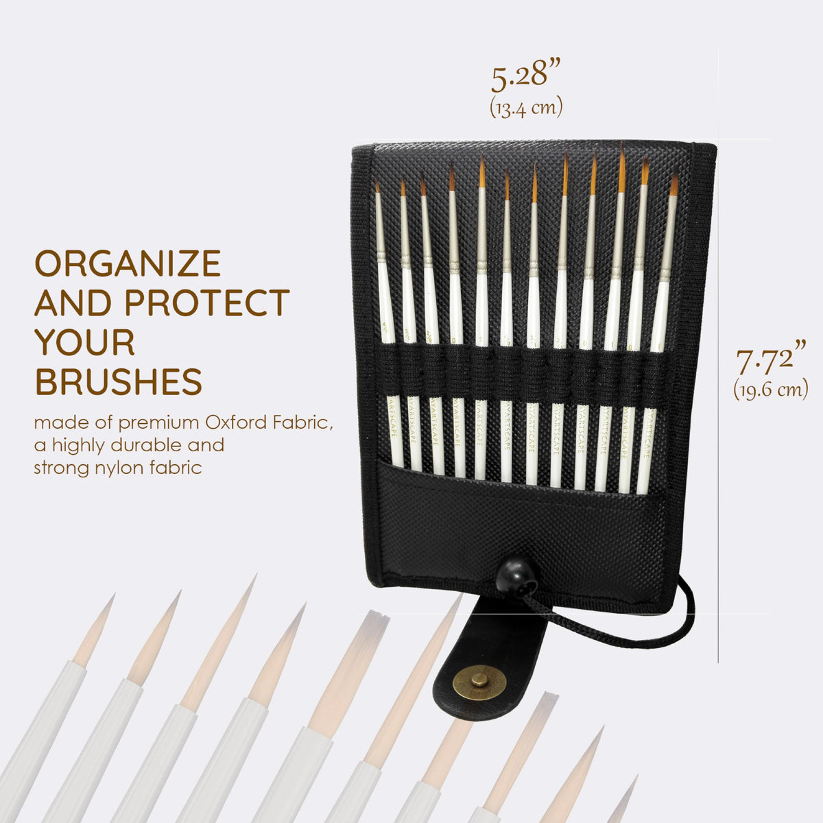 MyArtscape Miniature Paint Brushes - 12 Detail Brushes with Holder