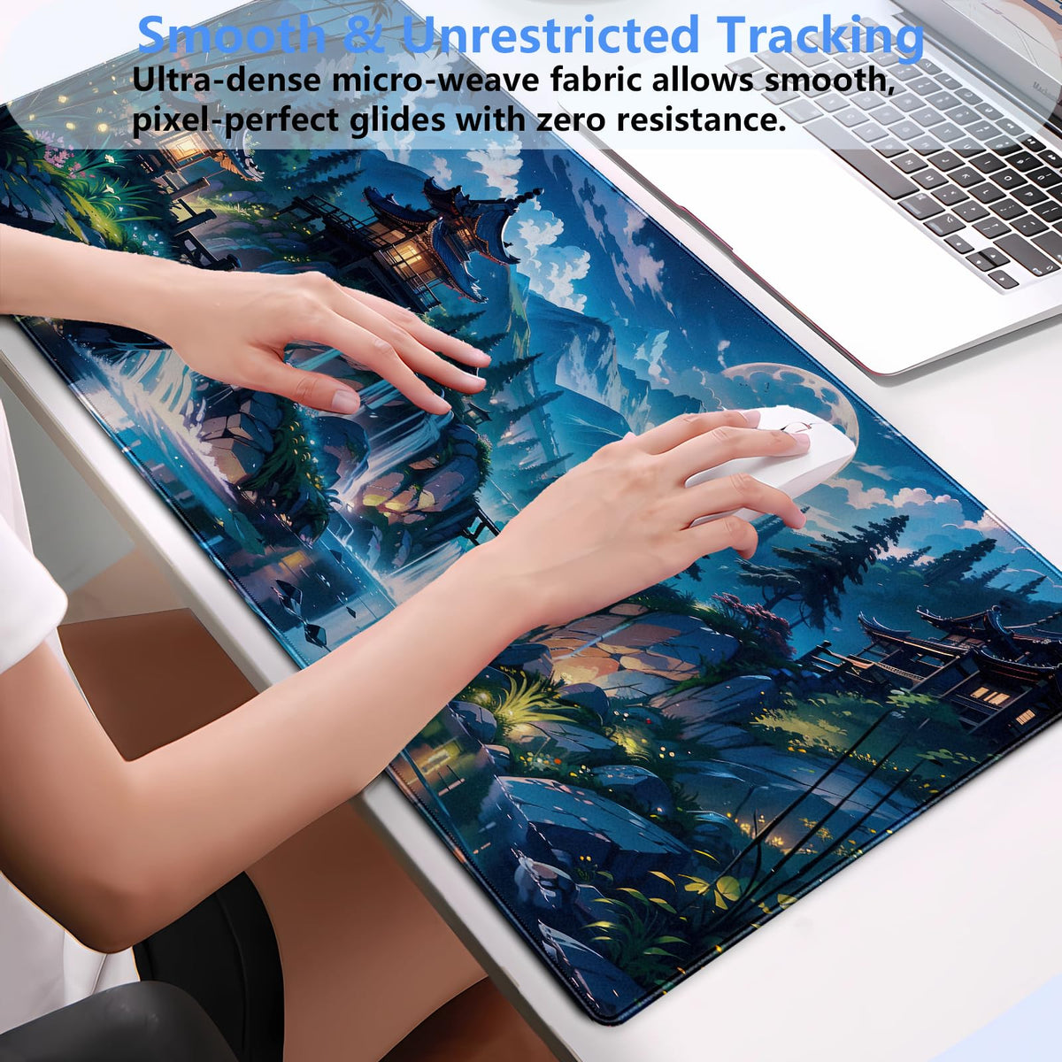 Pagoda Landscape Desk Pad, Large Extended Keyboard Mousepad 31.5x15.7