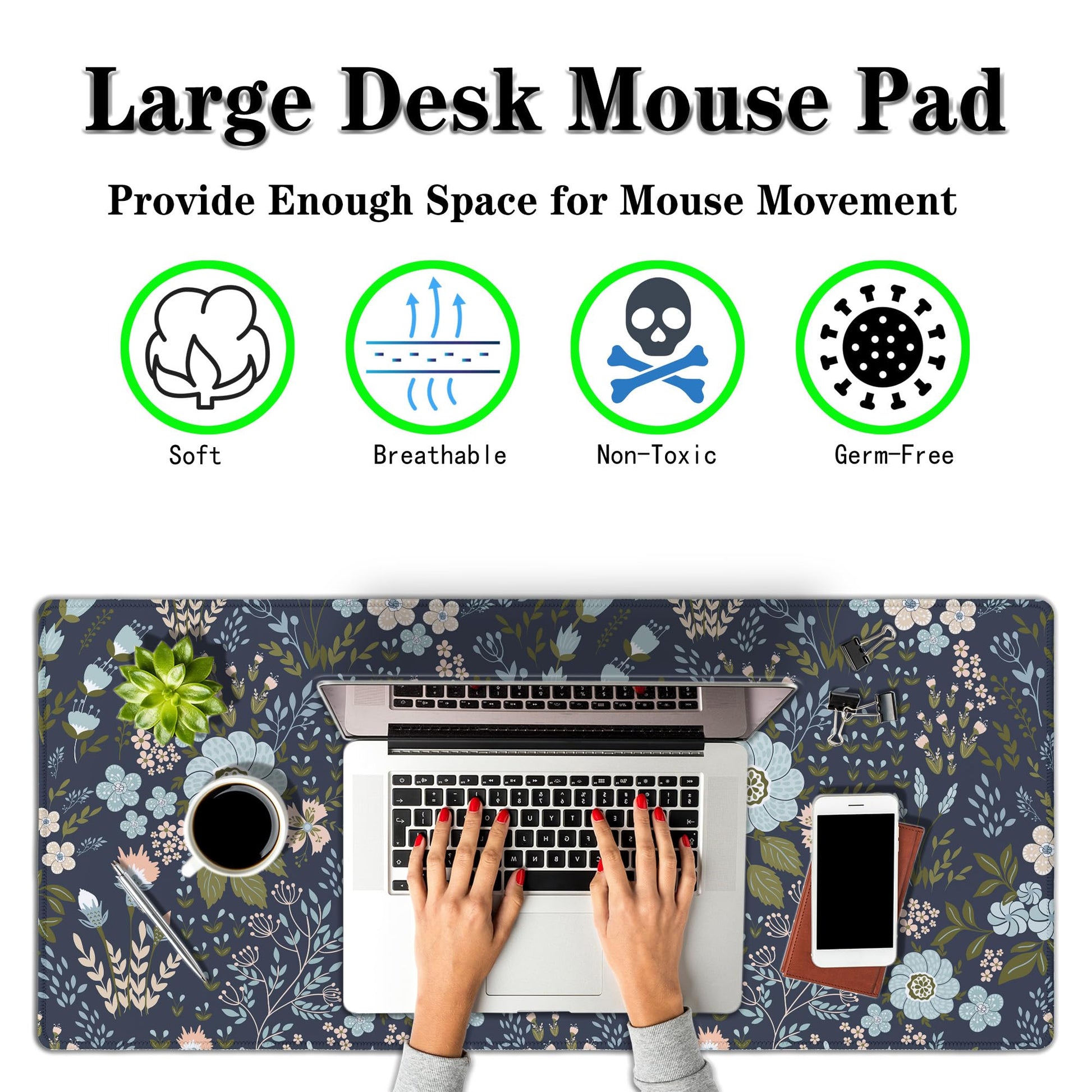 Samgula Office Desk Pads Floral Pattern Jumbo Mouse Pad Gaming Mousepad Large Mouse Pads The Desk