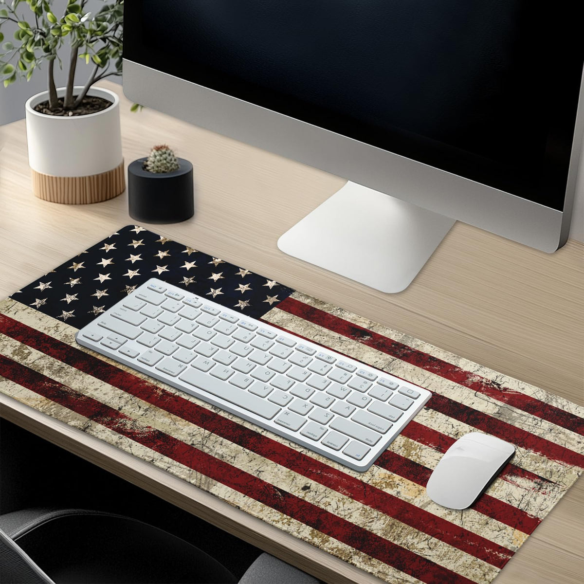 American Flag Mouse Pad Extended Large 35.4x15.7 in USA Flag Desk Mat Independence Day Large