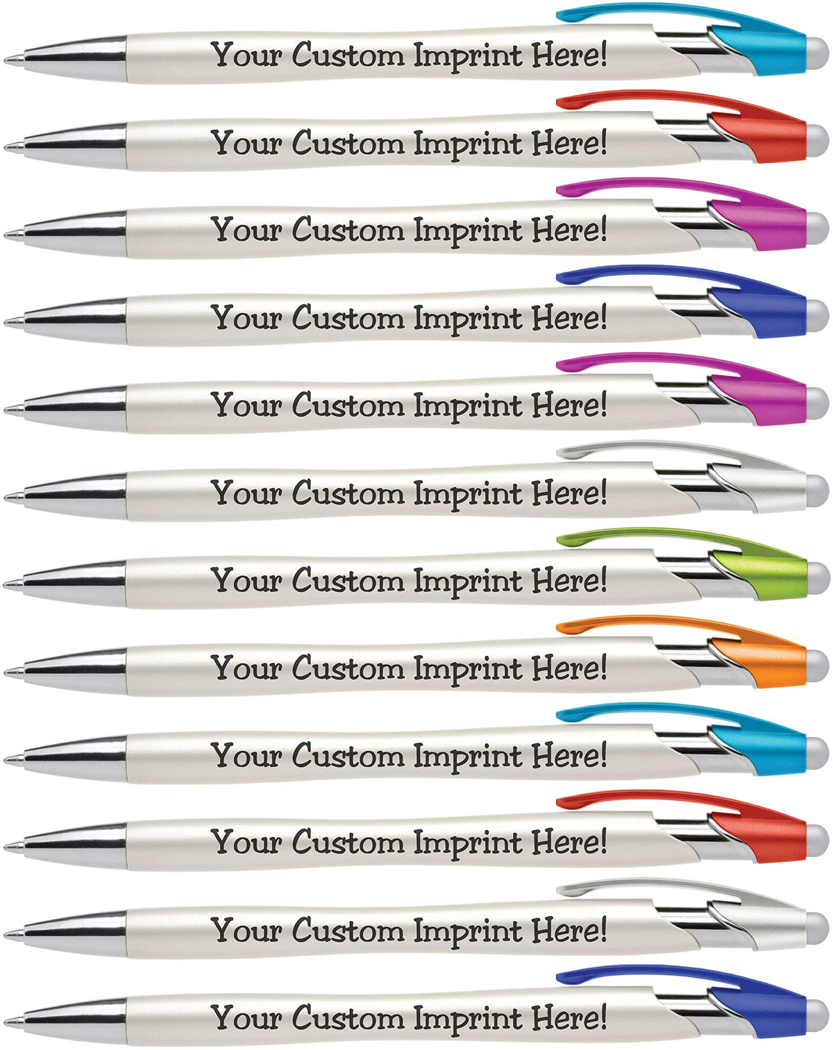 Custom Pens with Stylus - The Pearl - Personalized Metallic Printed Name Pens with Black Ink