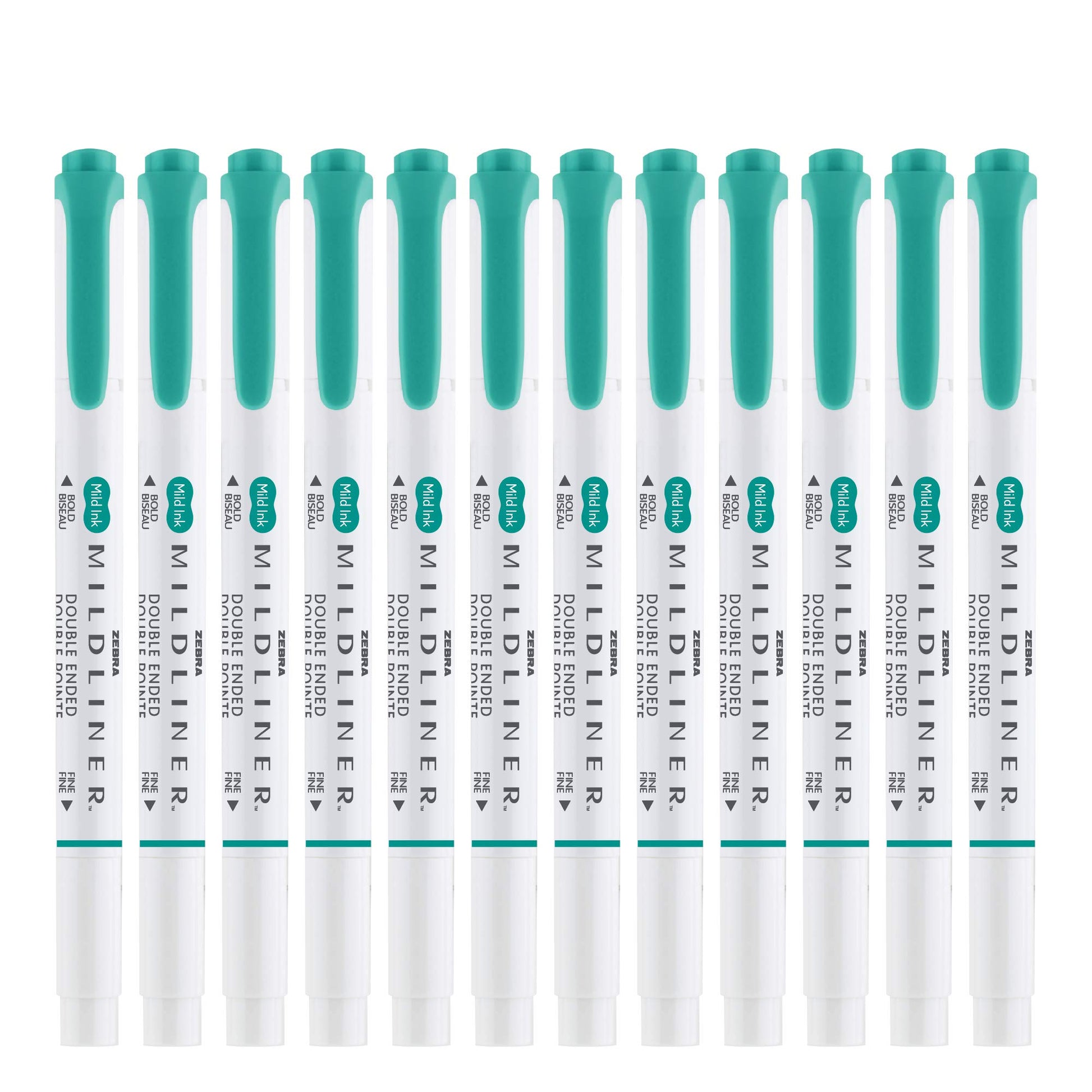 Zebra Pen MILDLINER No Bleed Highlighter, Summer Green, Dual Tip, 12-Pack