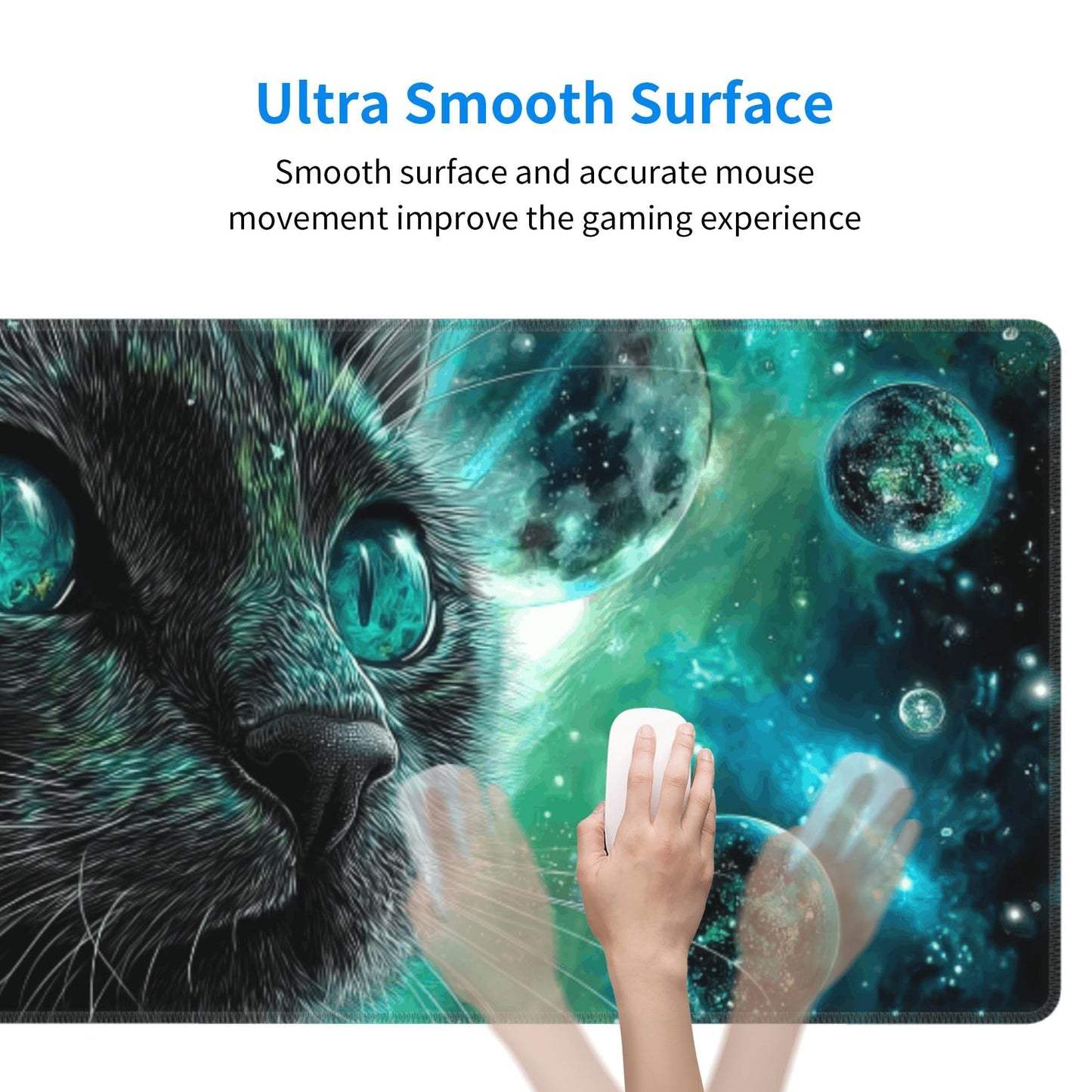 Cat Moon Mouse Pad Extended Large Gaming Mouse Pad XL Stitched Edges for Gamer Home Office 31.5 X
