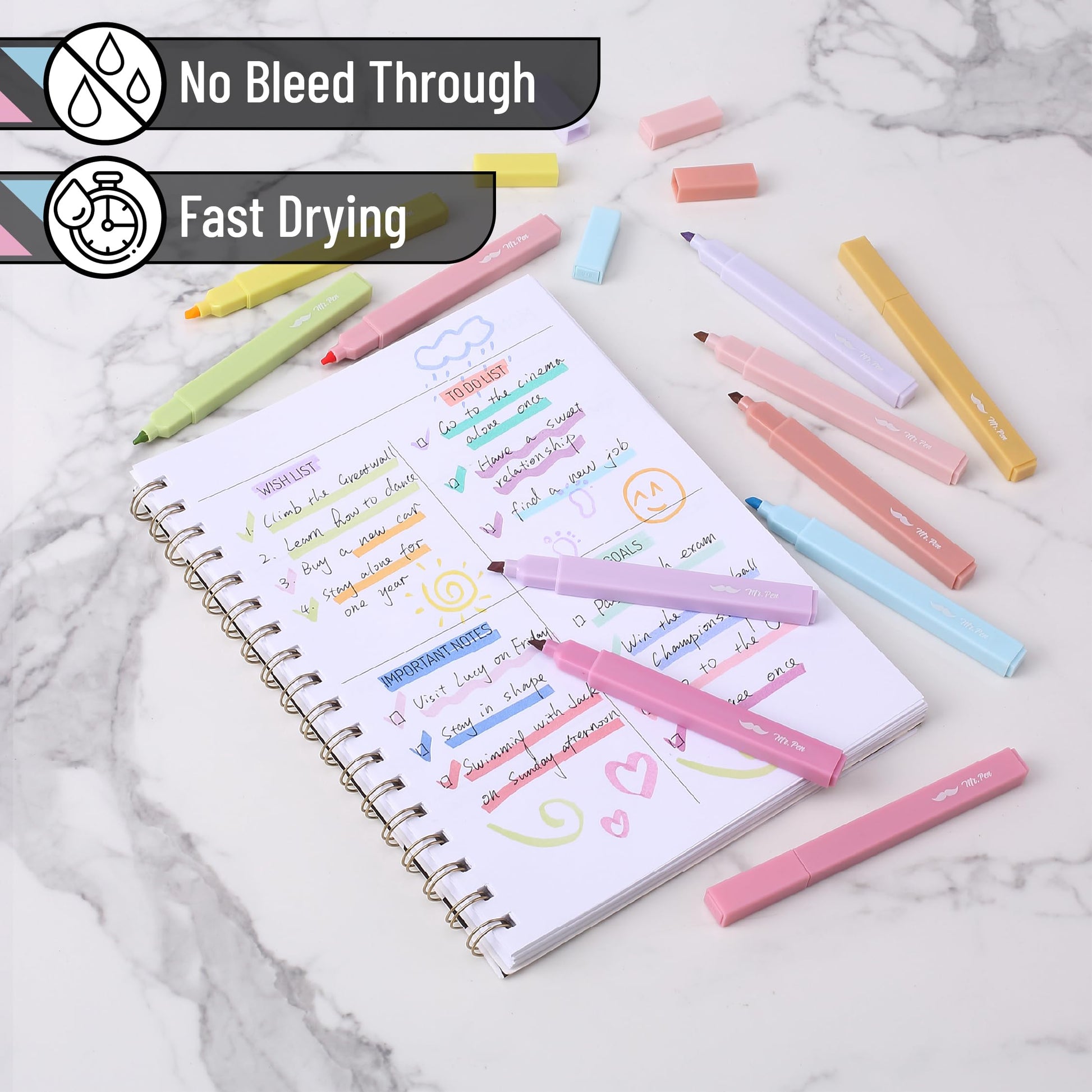 Mr. Pen- Aesthetic Highlighters No Bleed Bulk, 48 Pack, Pastel Color
