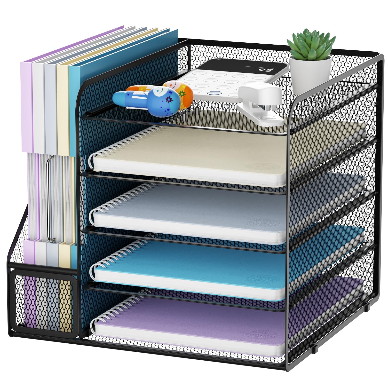 Marbrasse Desk Organizers and Accessories, 5-Tier Paper Letter Tray Organizer with File Holder