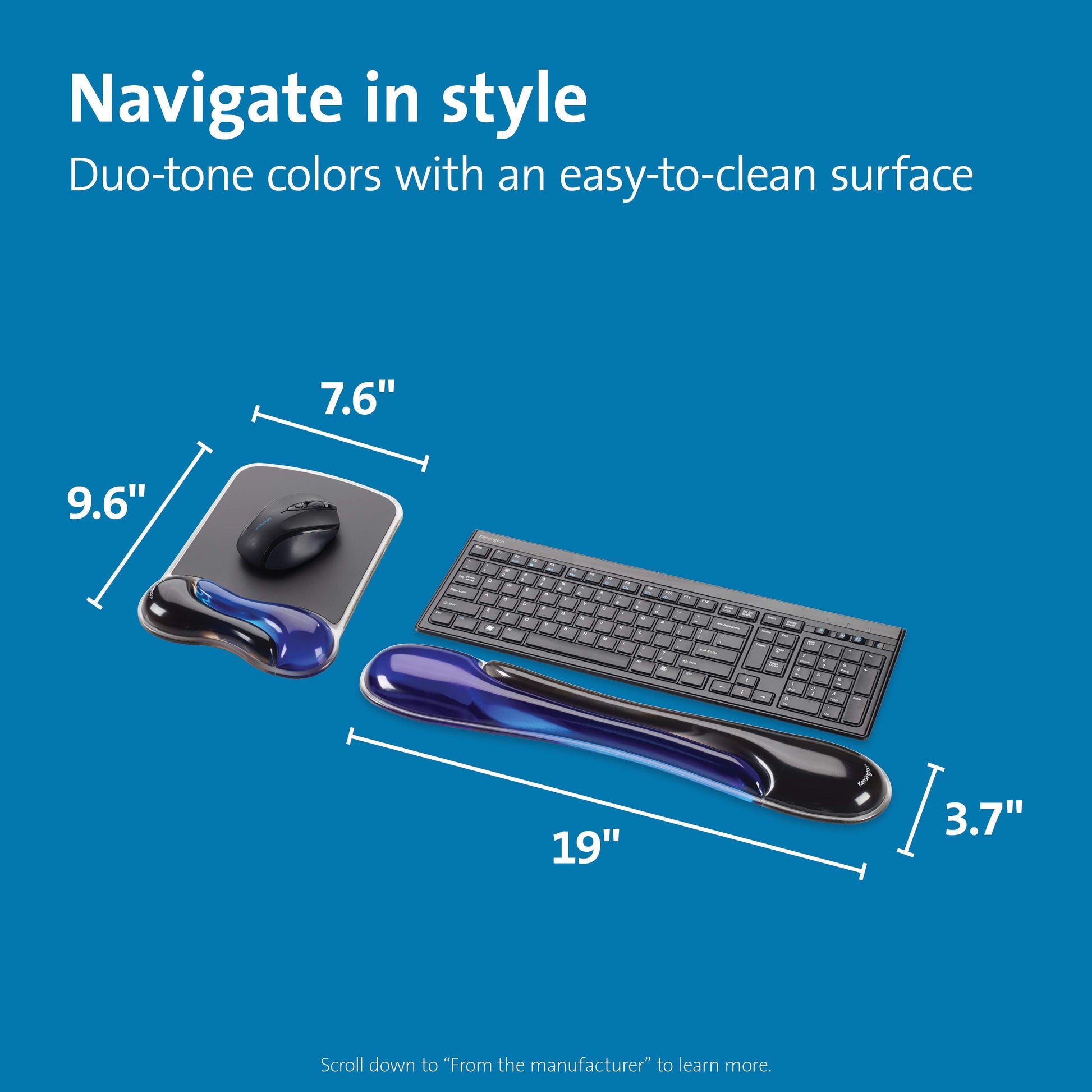Kensington Duo Gel Mouse & Keyboard Wrist Rest Bundle Set, Ergonomic Keyboard and Mouse Pad With