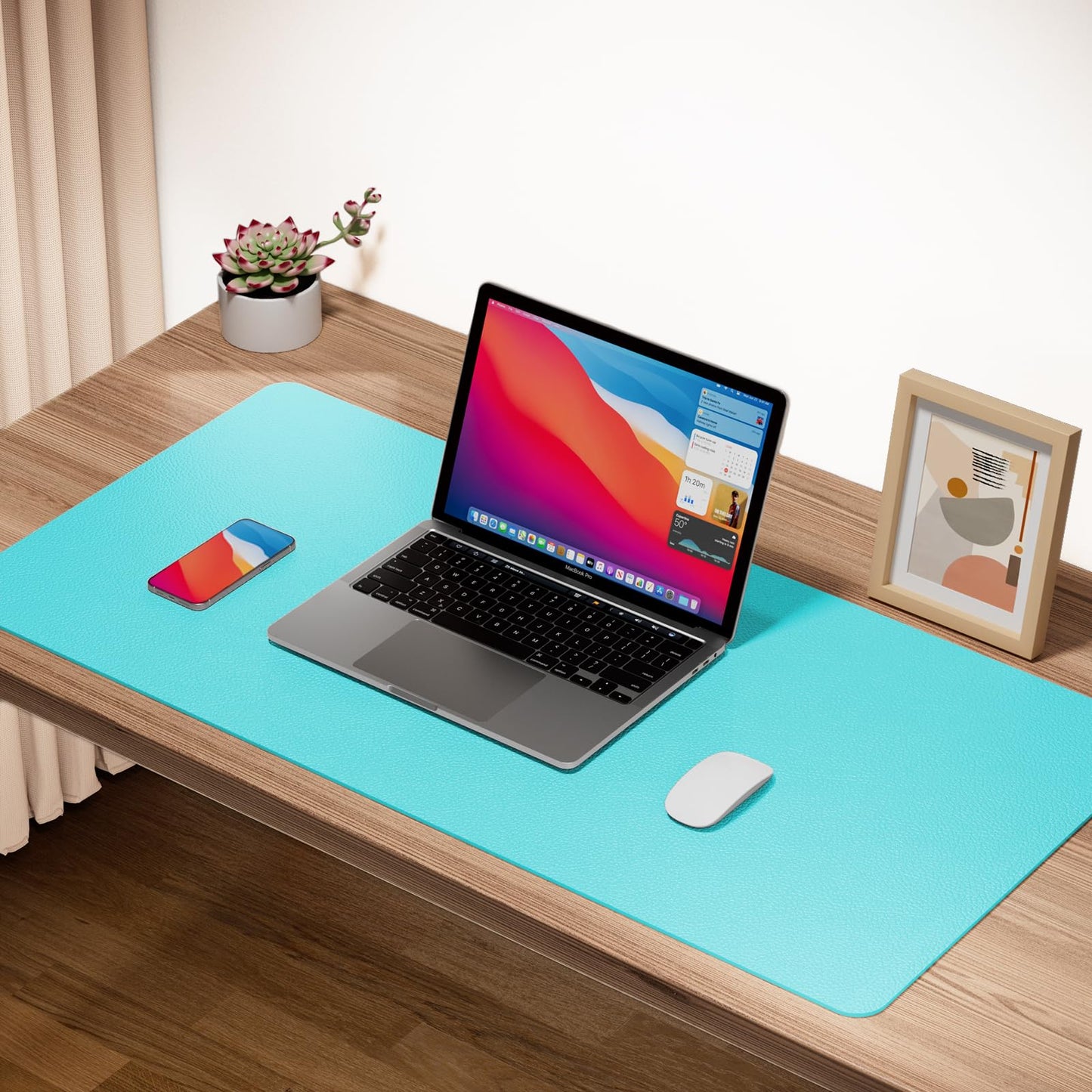 Boutilon Leather Desk Pad Protector,Non-Slip Mouse Pad,Laptop Desk Pad,Office Mouse Mat,Waterproof