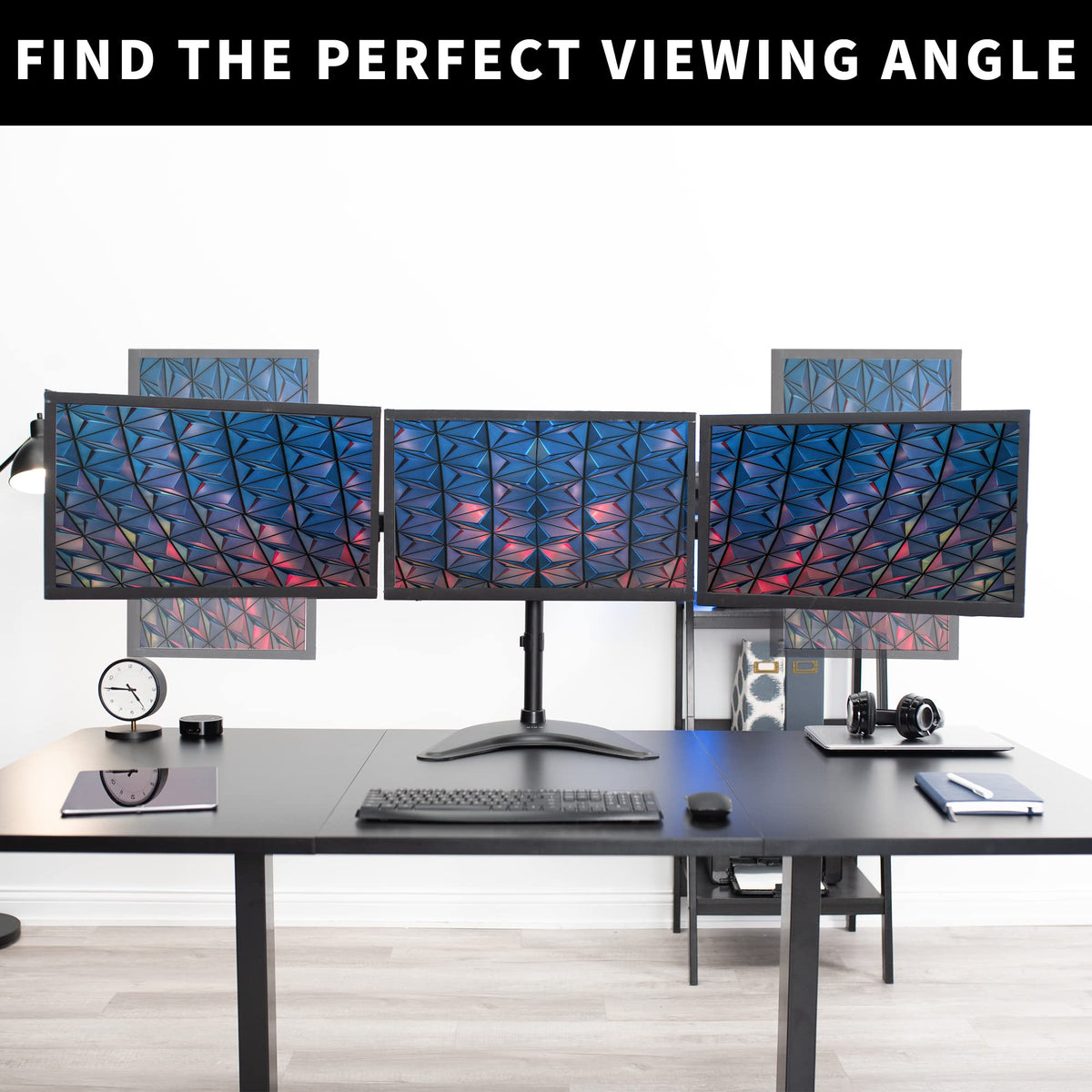 VIVO Triple Monitor Mount Fully Adjustable Desk Free Stand for 3 LCD Screens up to 24 inches