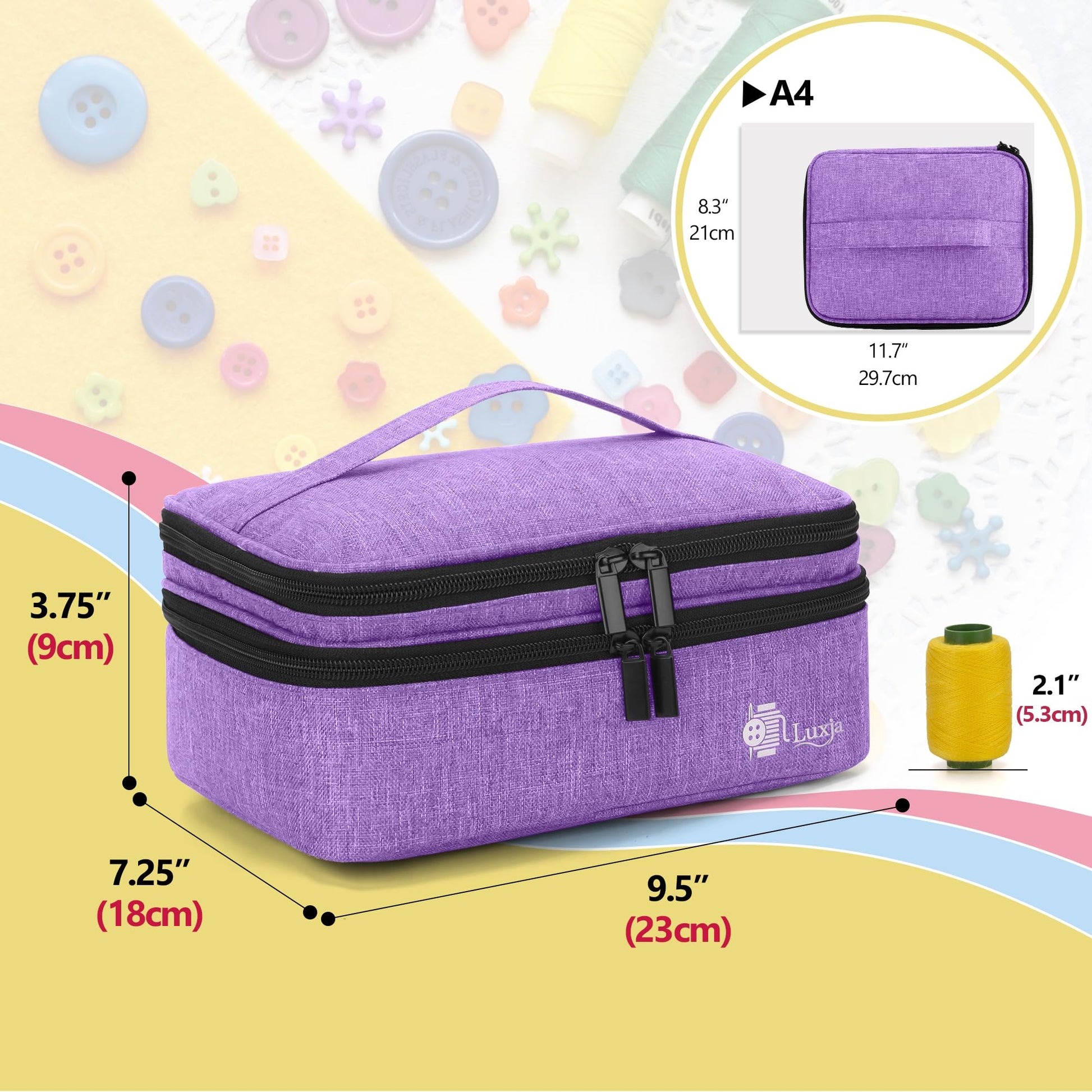 Luxja Double-Layer Medium Sewing Organizer, Purple