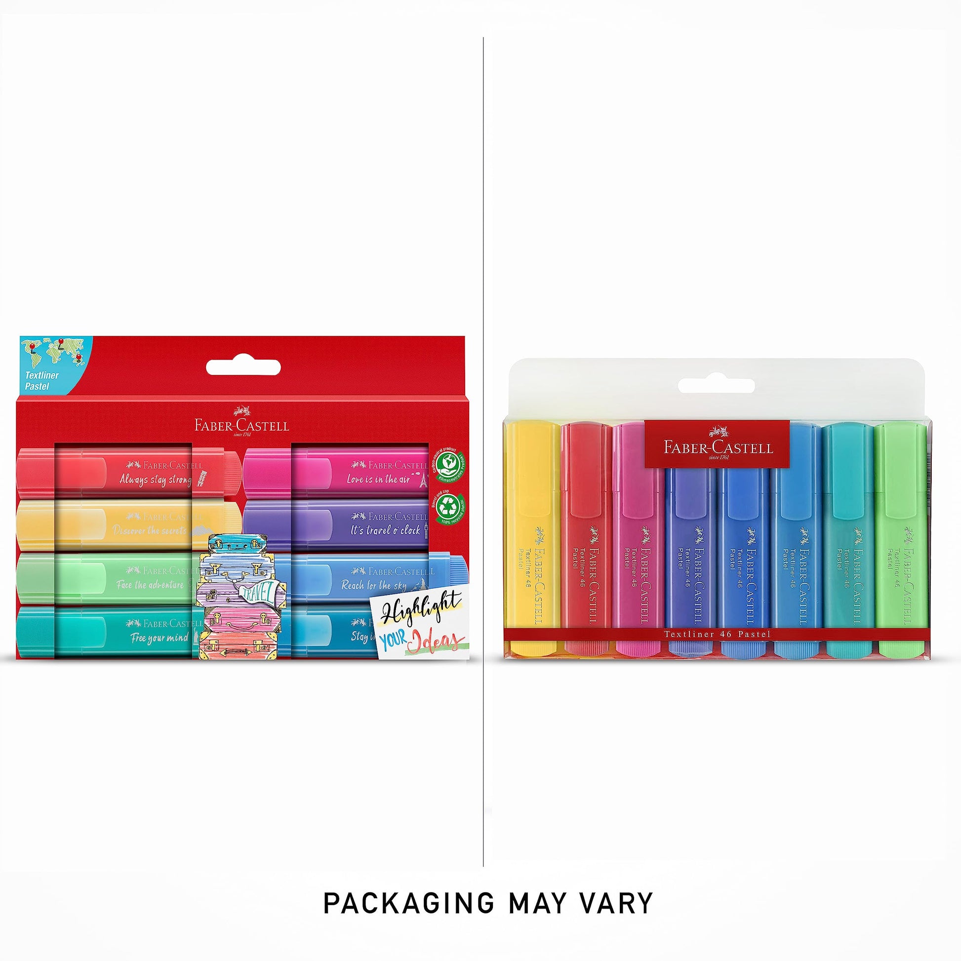 Faber-Castell Pastel Highlighter Set - 8 Chisel Tip Highlighter Pens in Assorted Pastel Colors