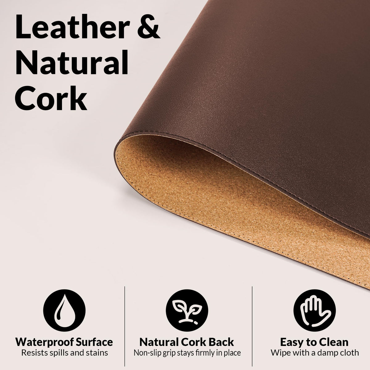 AFIING Leather Desk pad Protector, 35.4" x 17", Coffee,Desk mat