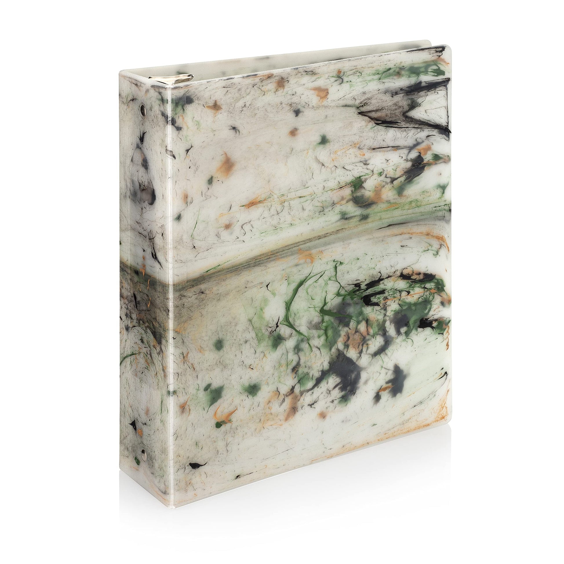 Carstens Limited Edition 3-Inch Green Marble Heavy Duty 3-Ring Binder – Side Opening, Waterproof