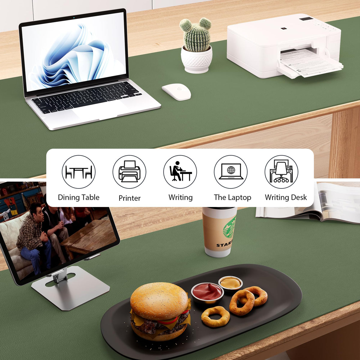 Aothia Leather Desk Pad Protector, Office Desk Mat, Large Mouse Pad, Laptop Desk Pad, Non-Slip PU