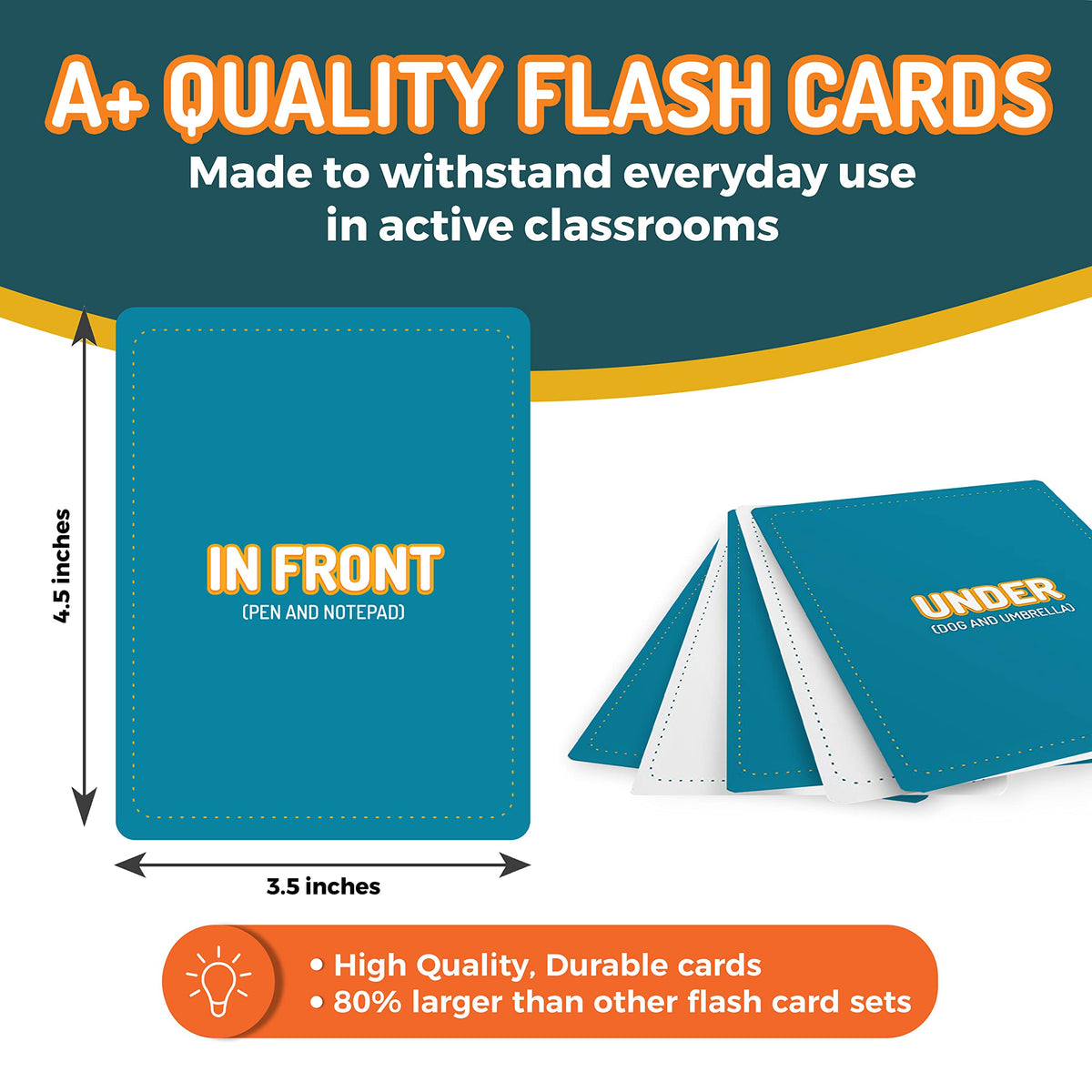 CreateFun 49 Preposition Flash Cards for Kids, School, Adults, ESL & Autism