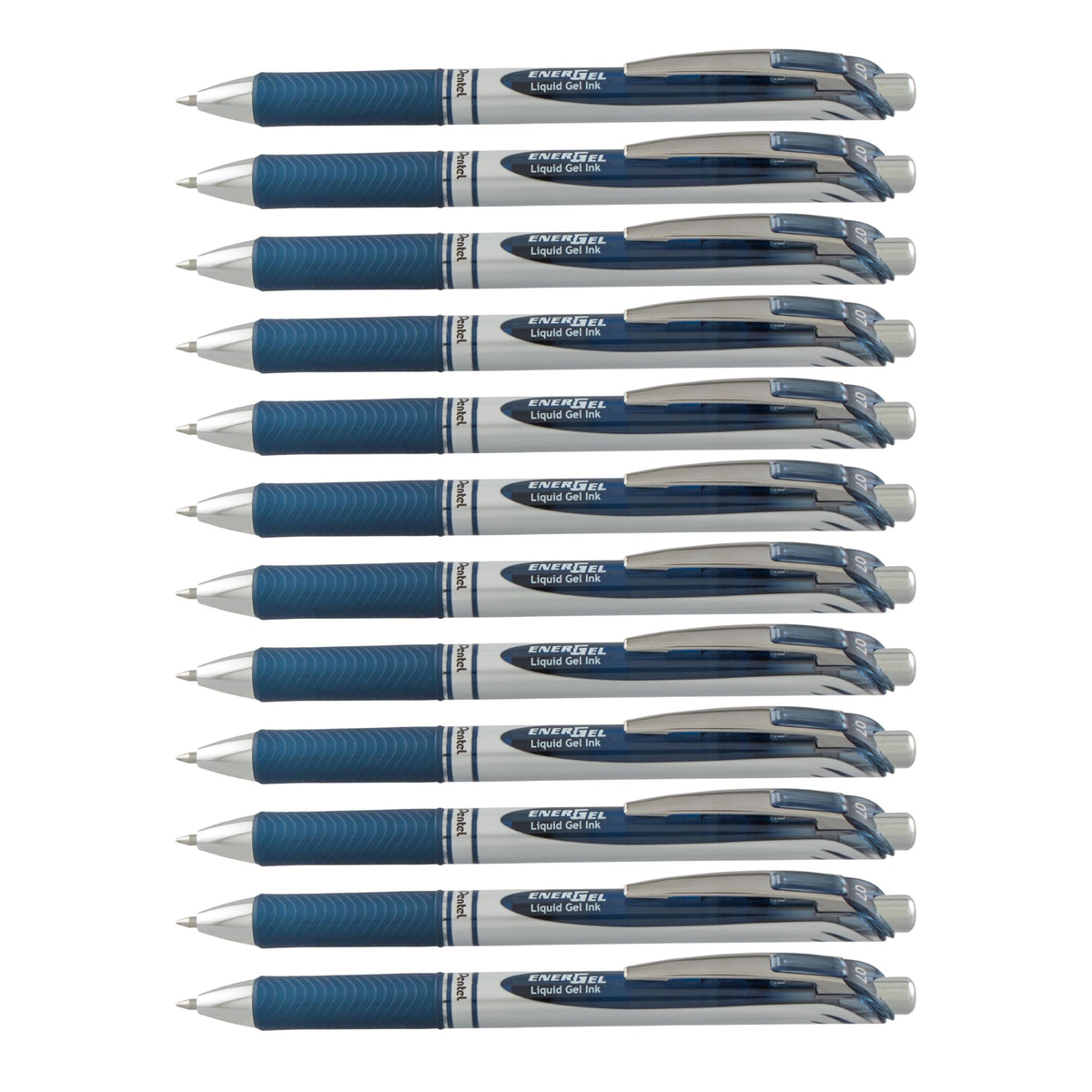 Pentel EnerGel RTX Retractable Liquid Gel Pen, (0.7mm) Metal Tip, Medium Line, Navy Blue Ink, Box