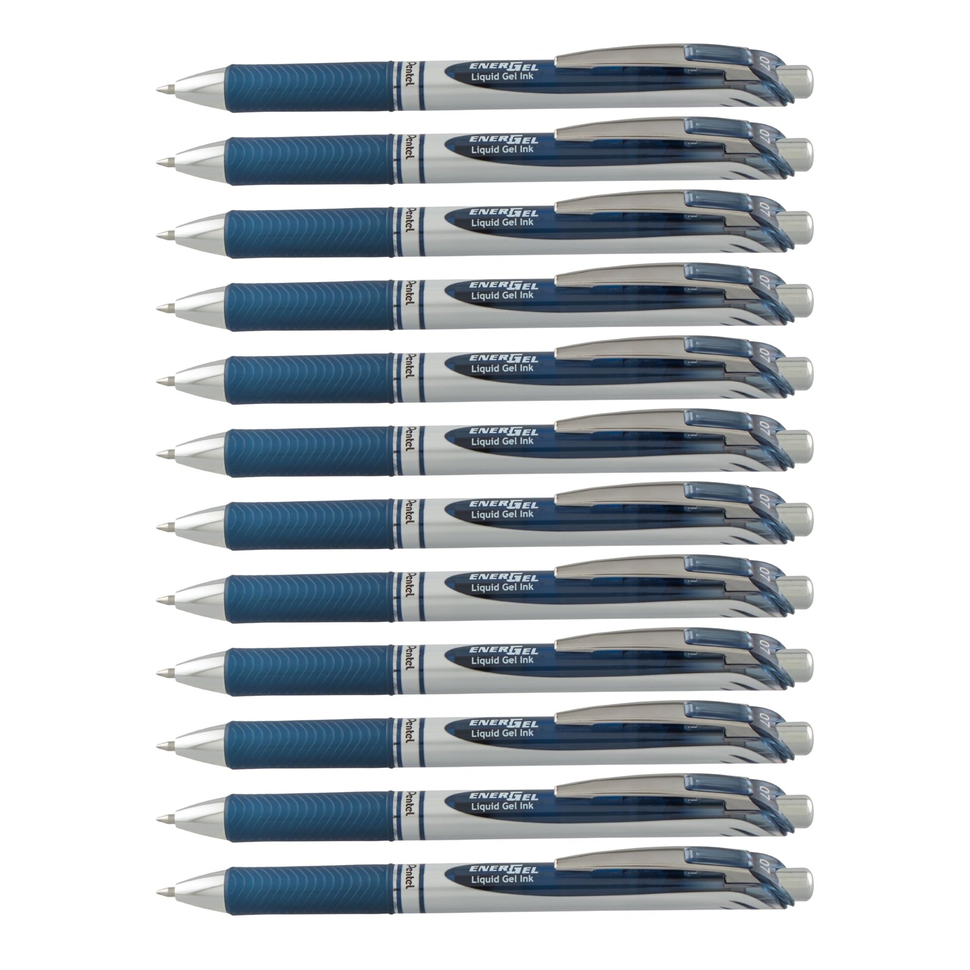 Pentel EnerGel RTX Retractable Liquid Gel Pen, (0.7mm) Metal Tip, Medium Line, Navy Blue Ink, Box