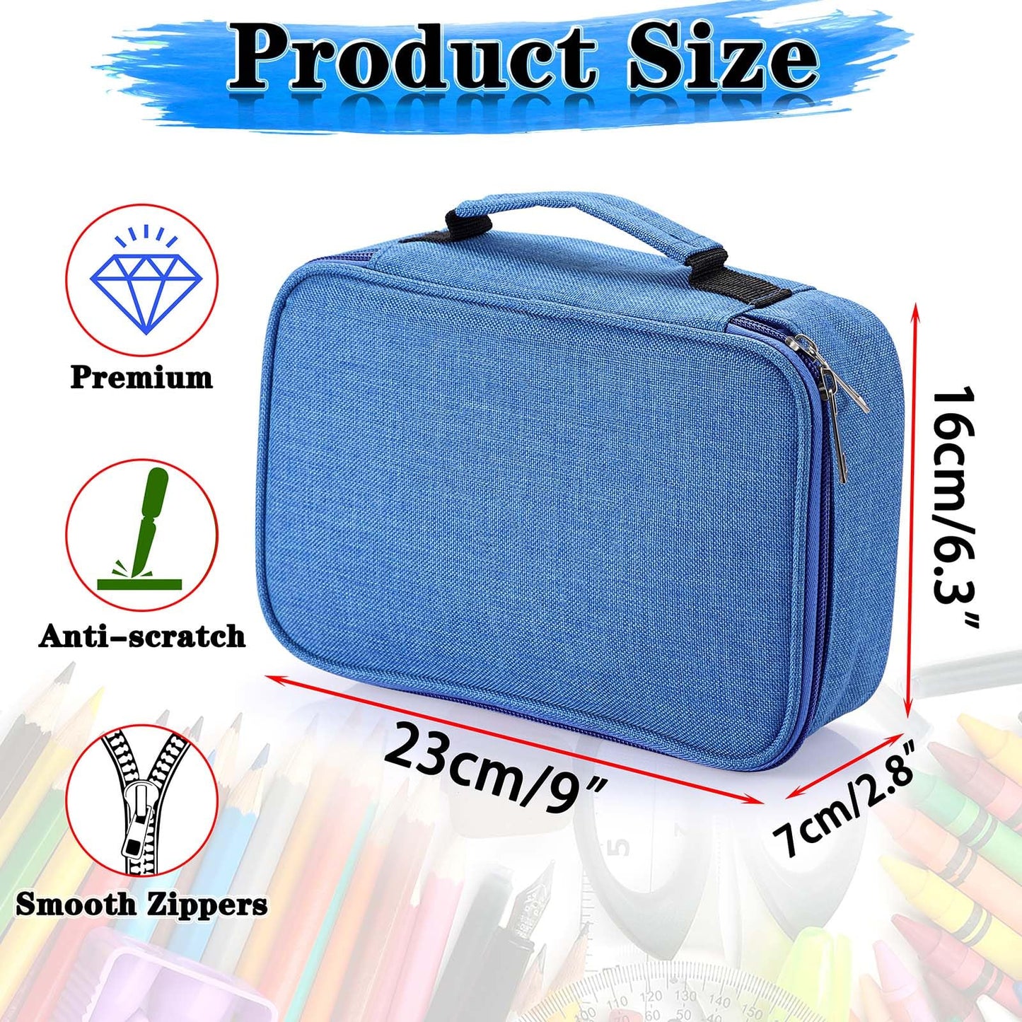 BTSKY® High Capacity Zipper Pens Pencil Case- Multi-Functional Stationery Pencil Pouch 72 Slots