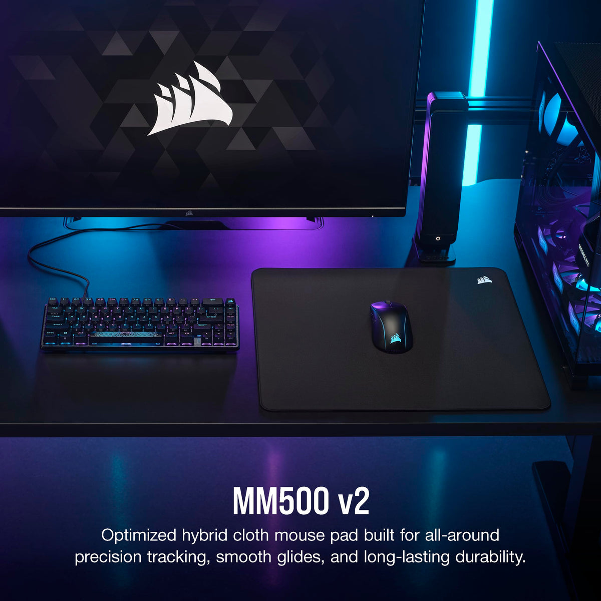 Corsair MM500 v2 Hybrid Cloth Gaming Large Mouse Pad – 45cm x 40cm – Spill-Proof Coating