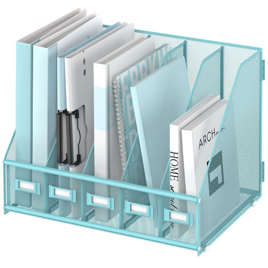 SUPEASY Desk Organizers Metal Desk Magazine File Holder with 5 Vertical Compartments Rack File
