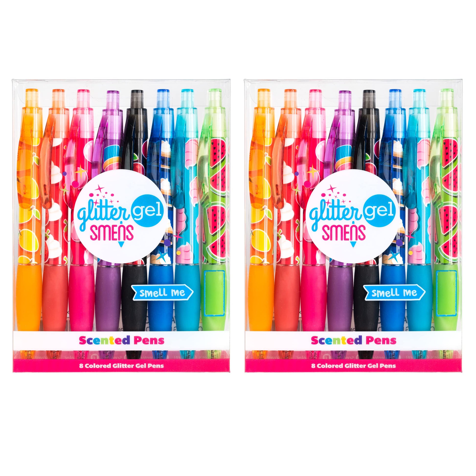 Scentco Glitter Gel Smens (2 Pack) - Gourmet Scented Pens, Colored Glitter Gel Ink, Medium Point, 8