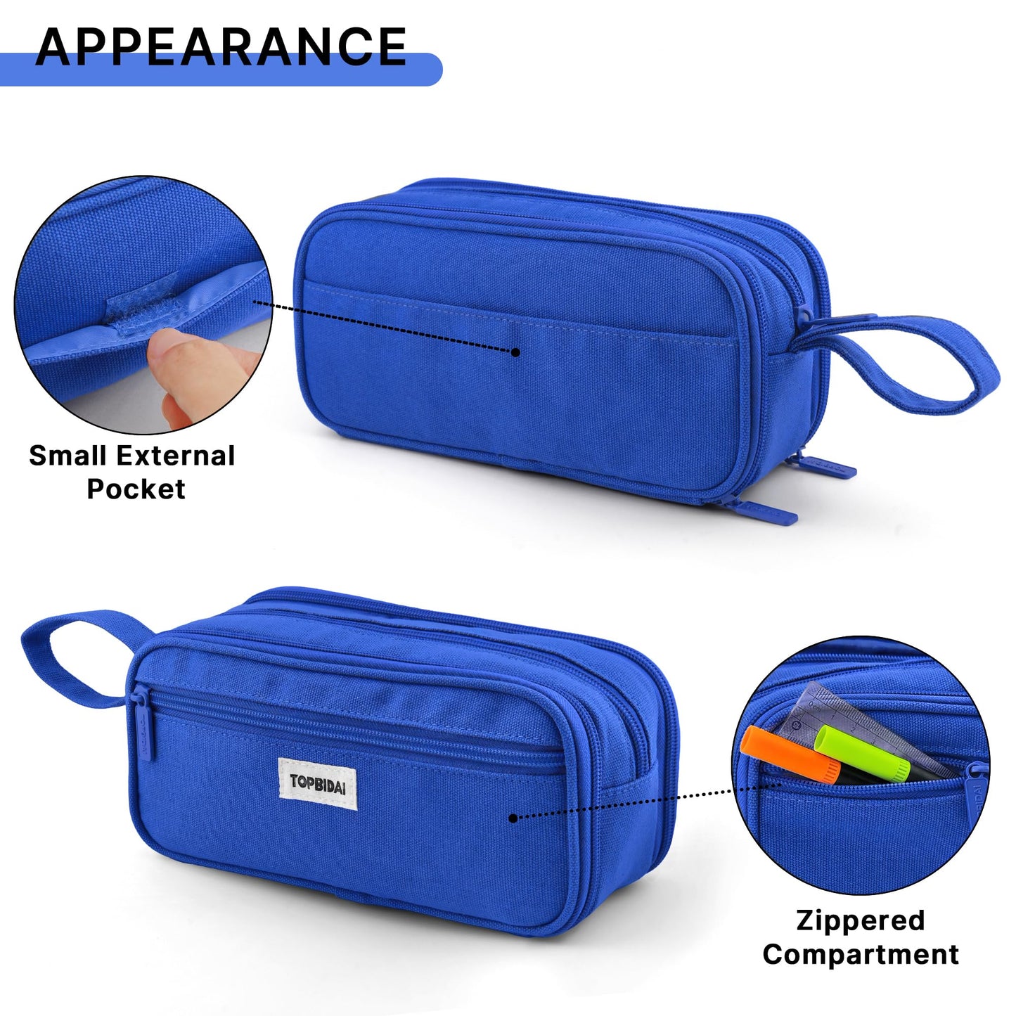 TOPBIDAI Large Pencil Case Pouch for Girls Boy Women Men Adults