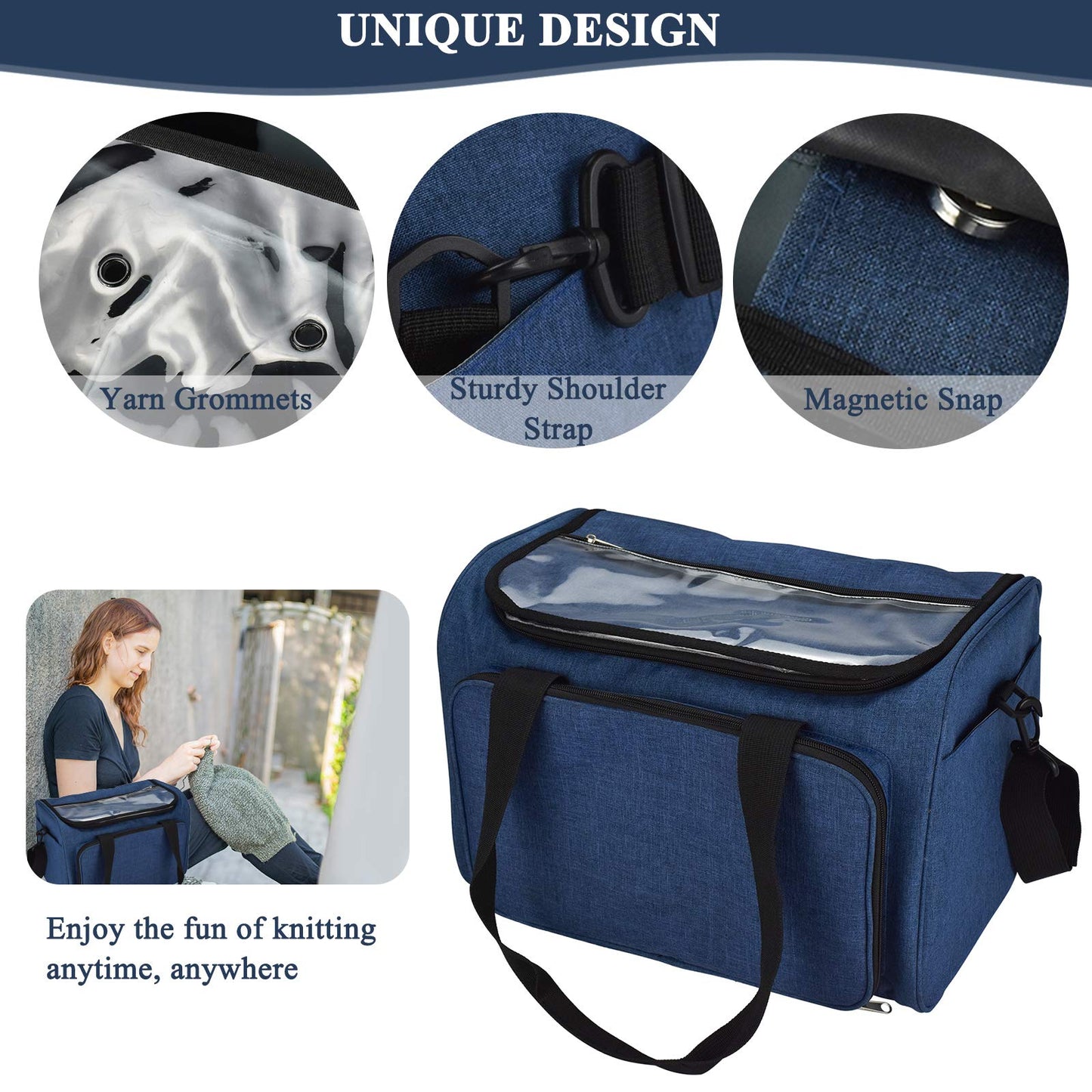 Coopay Large Knitting Bag Yarn Bag for Crochet, Yarn Tote Storage Organizer Portable Individual