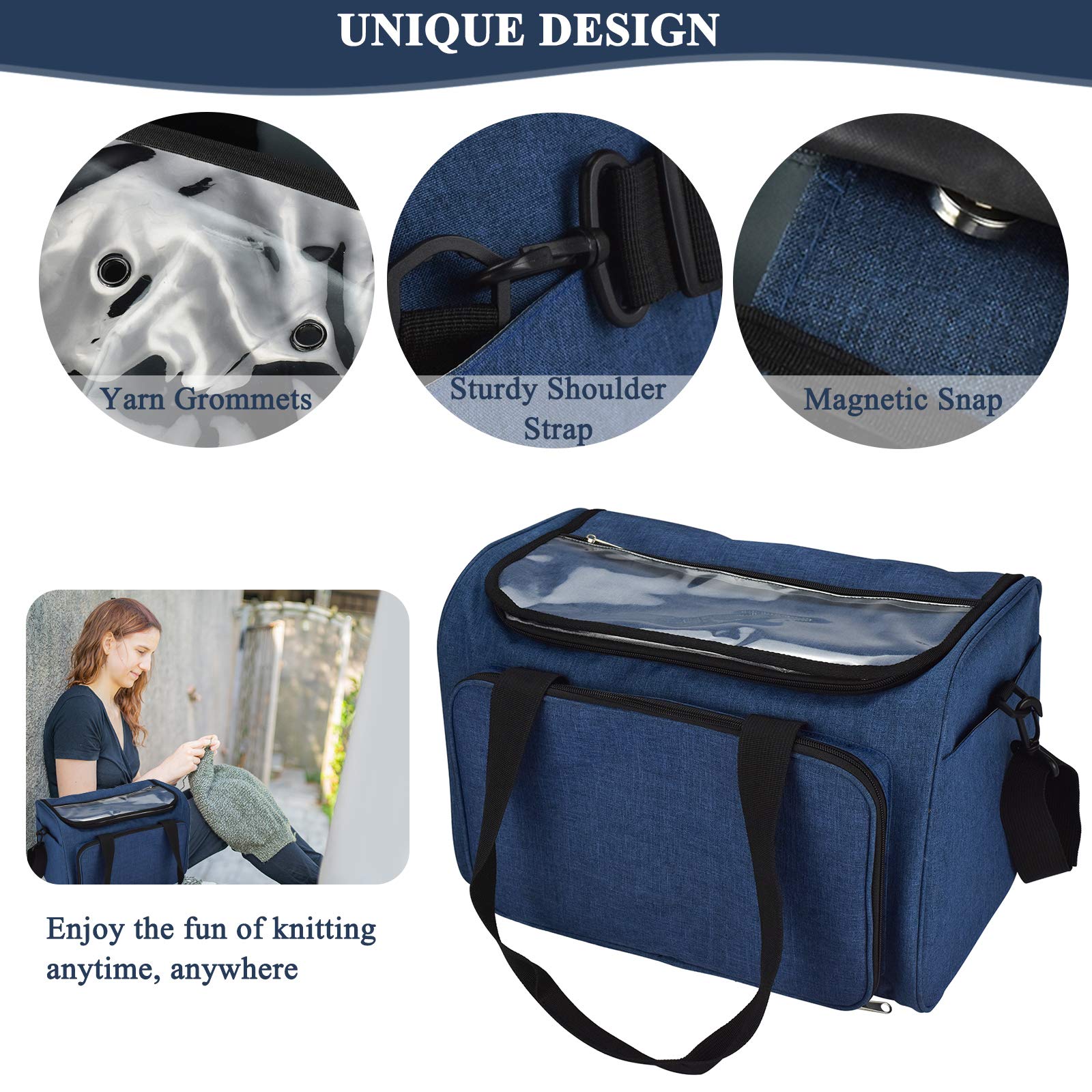 Coopay Large Knitting Bag Yarn Bag for Crochet, Yarn Tote Storage Organizer Portable Individual