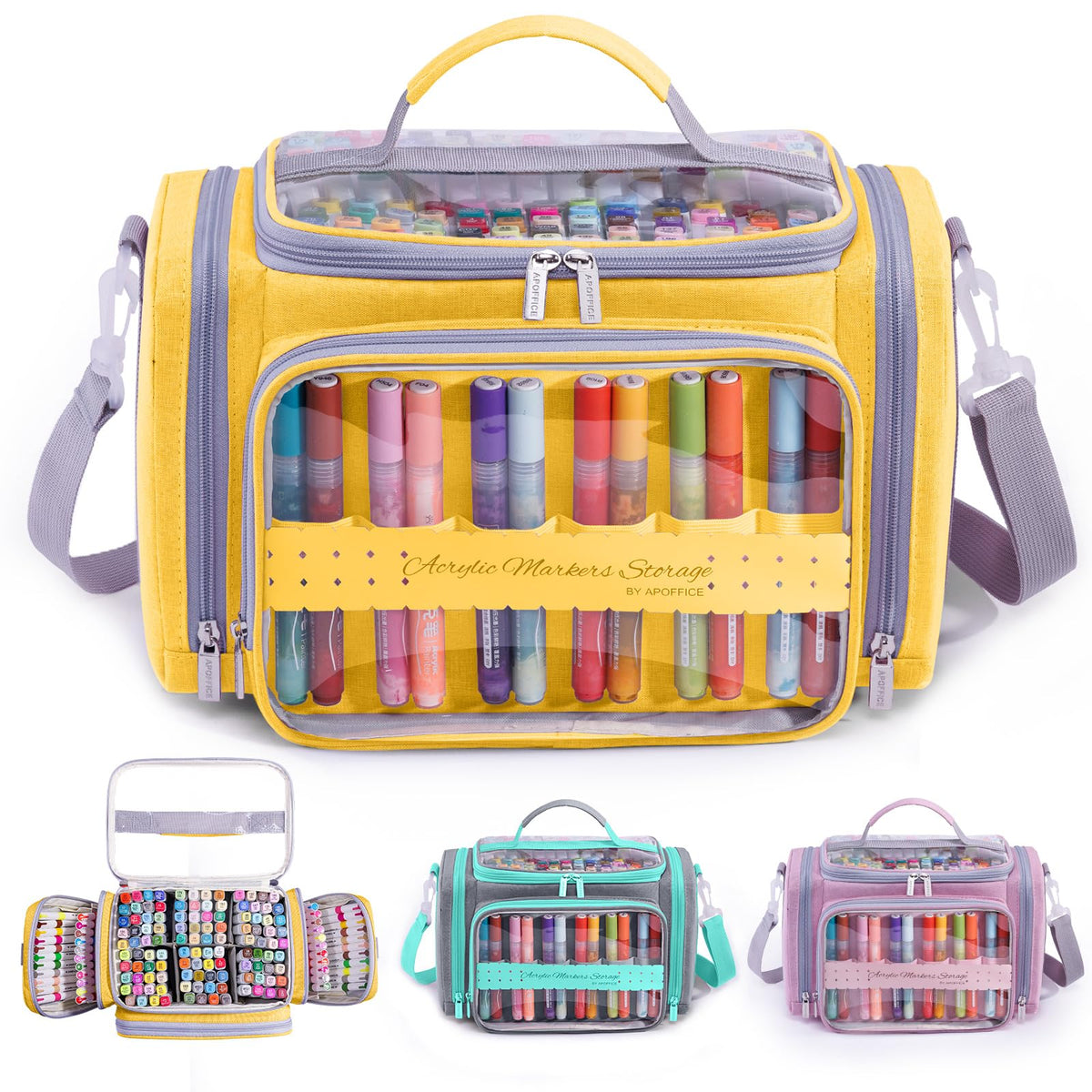 APOFFICE Marker Storage Organizer Case for 180–300 Markers with Dividers