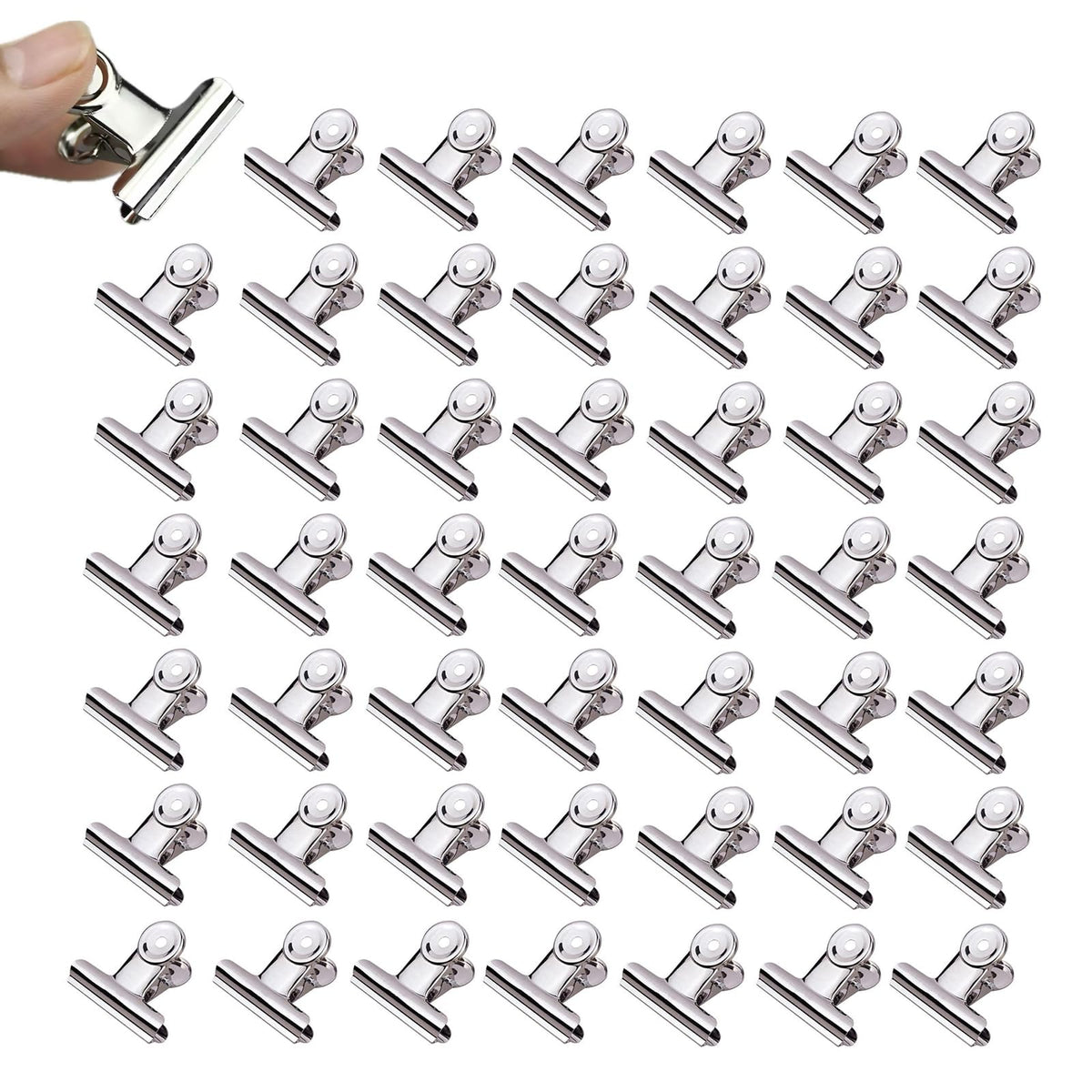 Small Bulldog Clips, 144 Pack, 0.87 Inch, Silver, 22 mm, Food Chip Clip, Binder Clips, Fold Clamps
