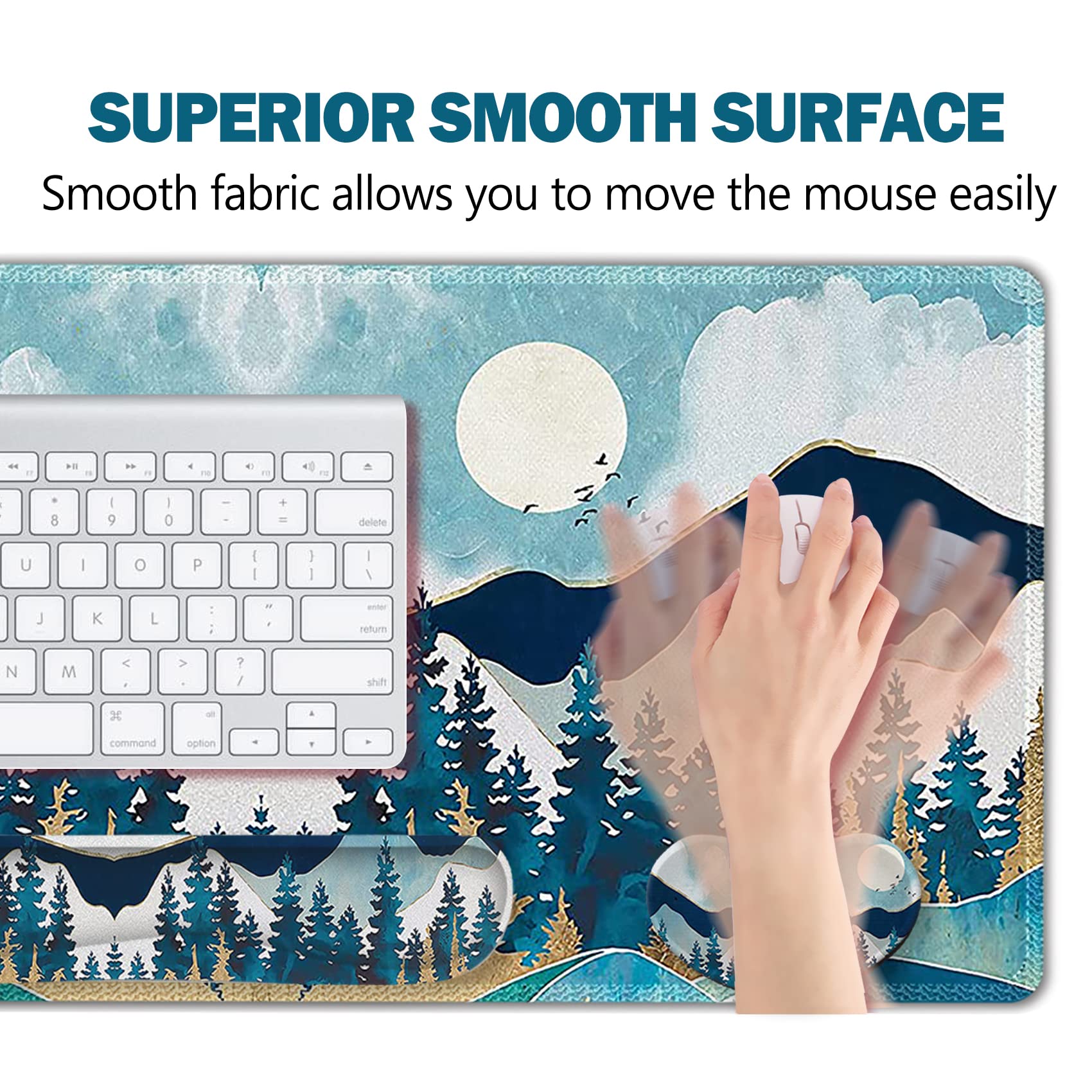 ARTSO Large Gaming Mouse Pad Set, Keyboard Wrist Rest Support + Mouse Wrist Cushion + Extended