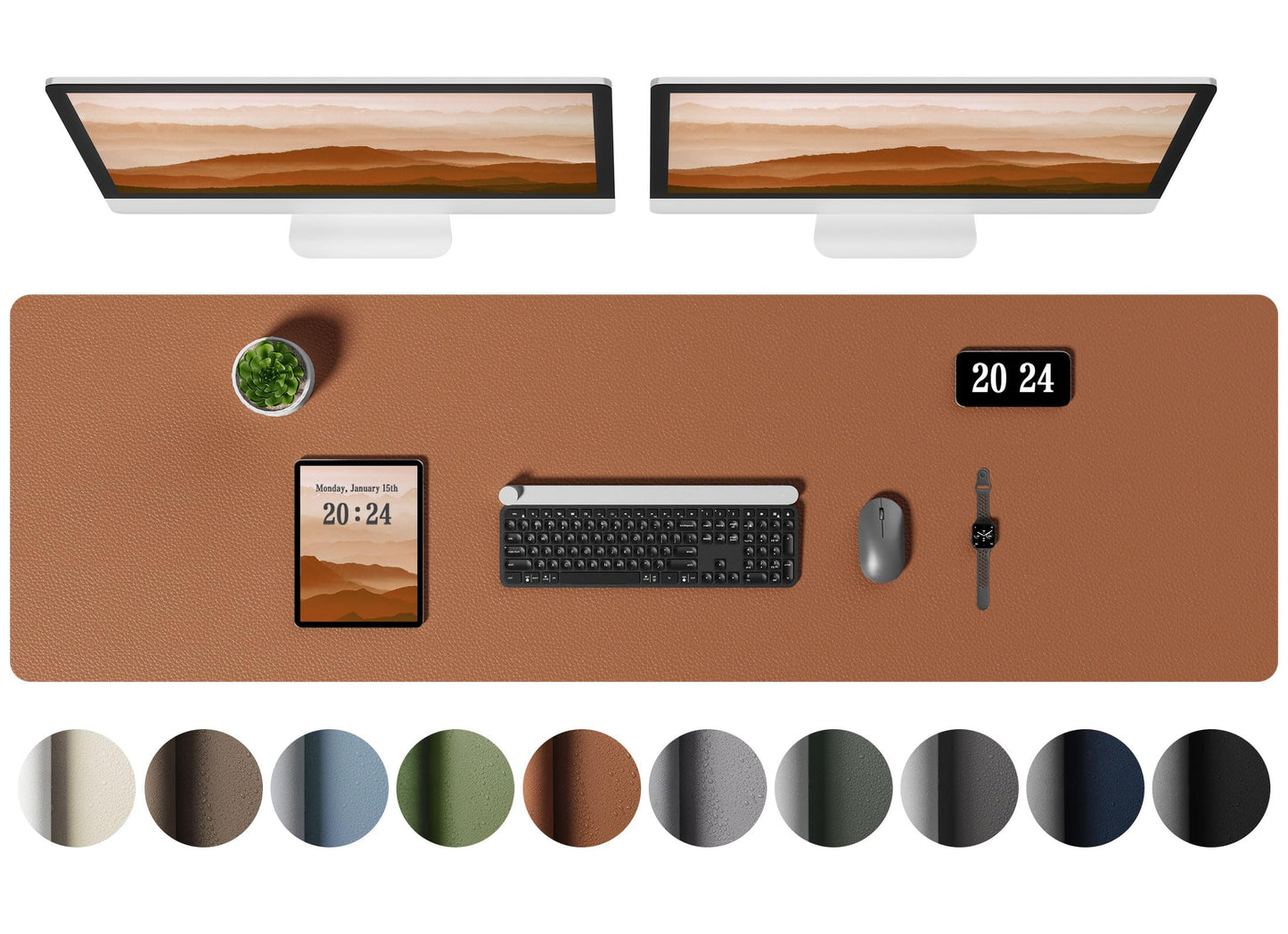 Aothia Leather Desk Pad Protector, Office Desk Mat, Large Mouse Pad, Laptop Desk Pad, Non-Slip PU
