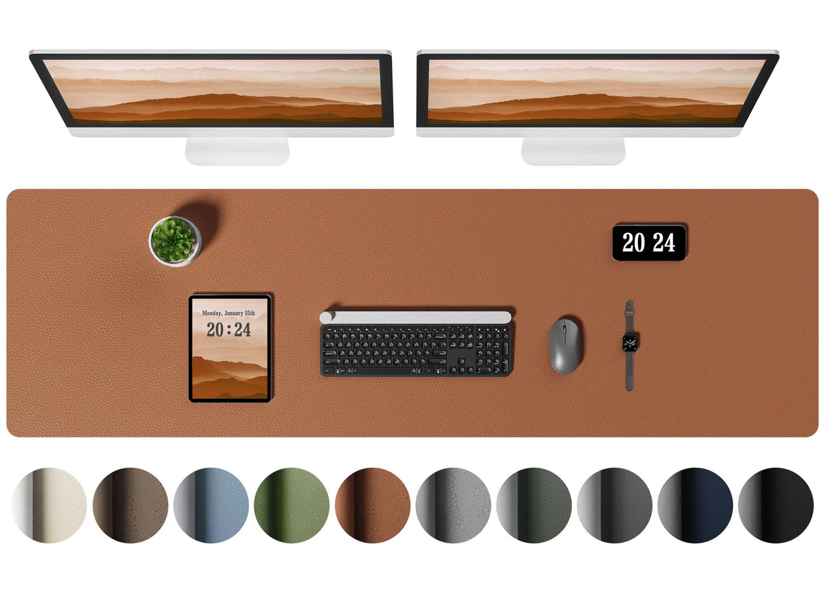 Aothia Leather Desk Pad Protector, Office Desk Mat, Large Mouse Pad, Laptop Desk Pad, Non-Slip PU