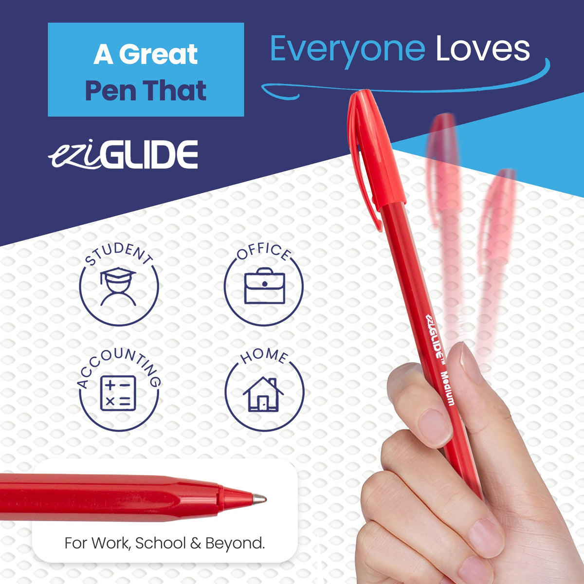 Eziglide 100-Pack Green Ballpoint Pens, Easy Grip & Medium Point (1.0mm)