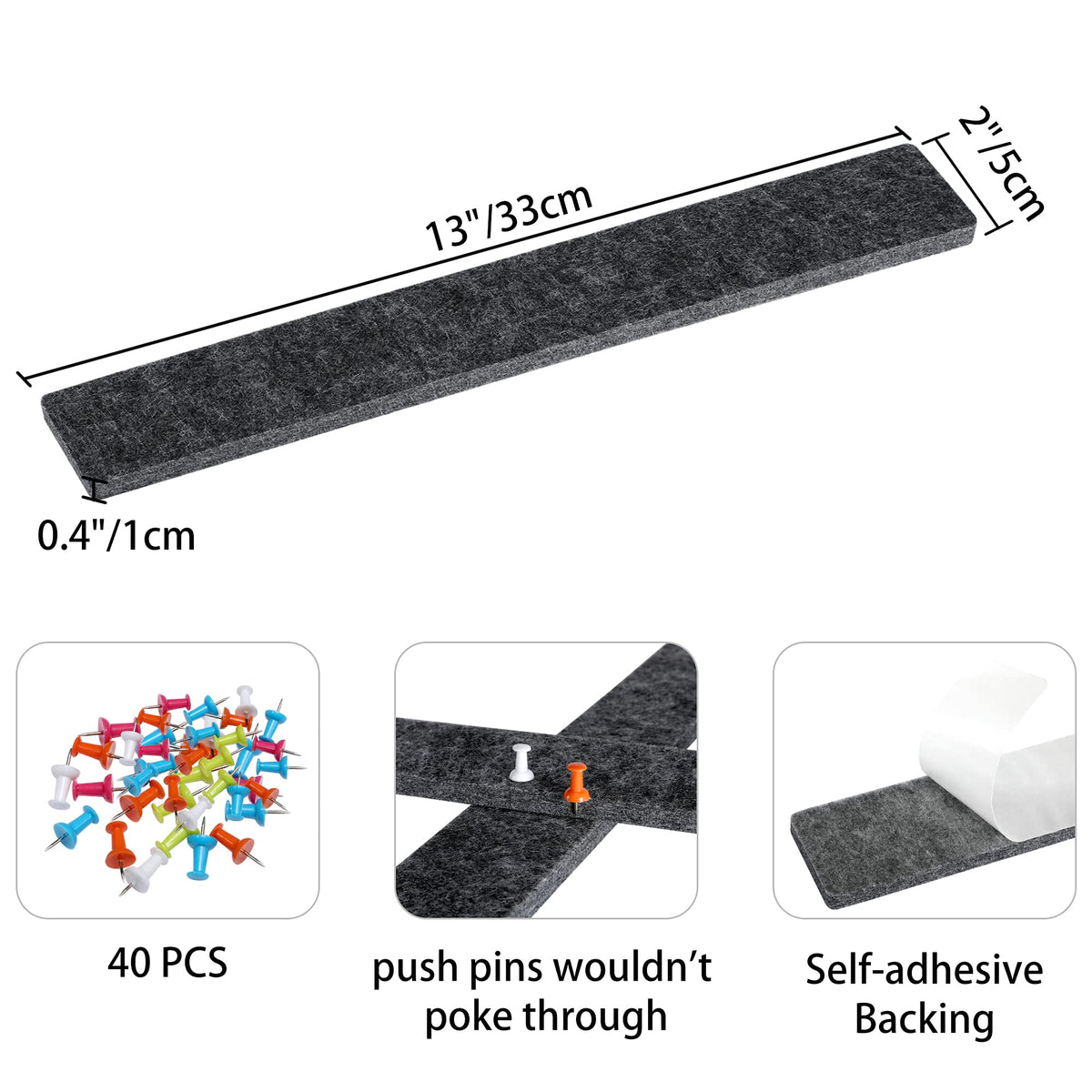 GoTiling Cork Board for Walls - 8 Pack Felt Pin Board Bar Strips - Self-Adhesive Lightweight