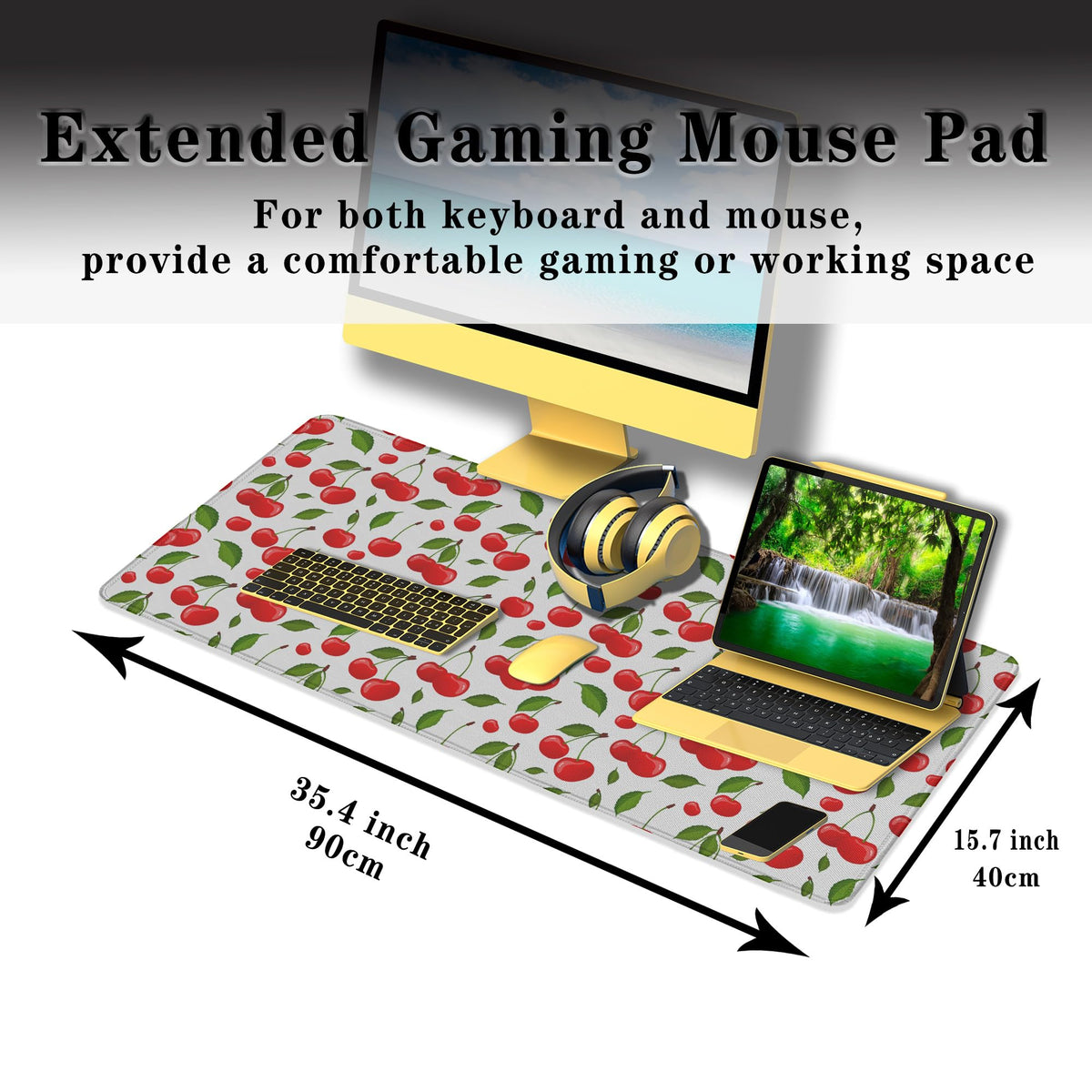 Samgula Big Mouse Pad White Red Gaming Mouse Pads Computer Desk Mats 900X400 Mouse Pad Non-Slip