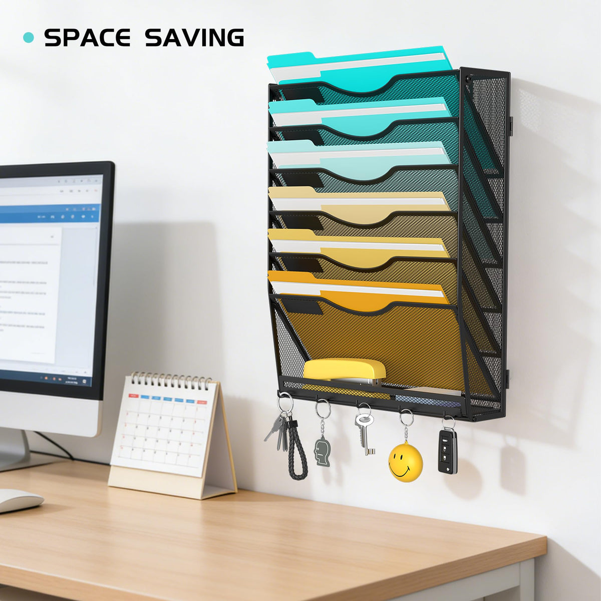 Delifox 7 Tier Hanging Wall File Holder Wall Mount Paper Folder Organizer