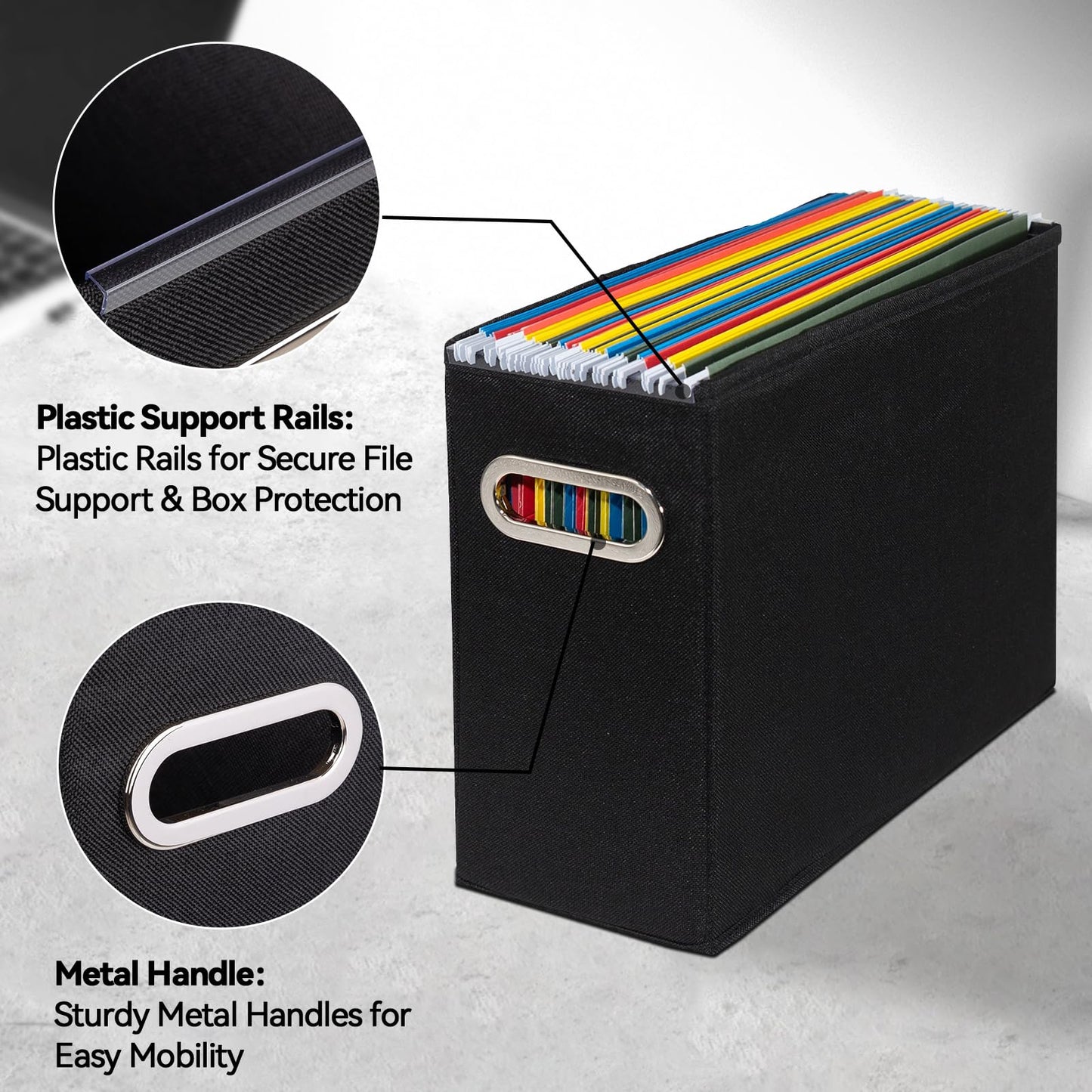 ComfortKeeper 4 Pack Letter Size File Storage Box Collapsible, Fabric Hanging File Folders
