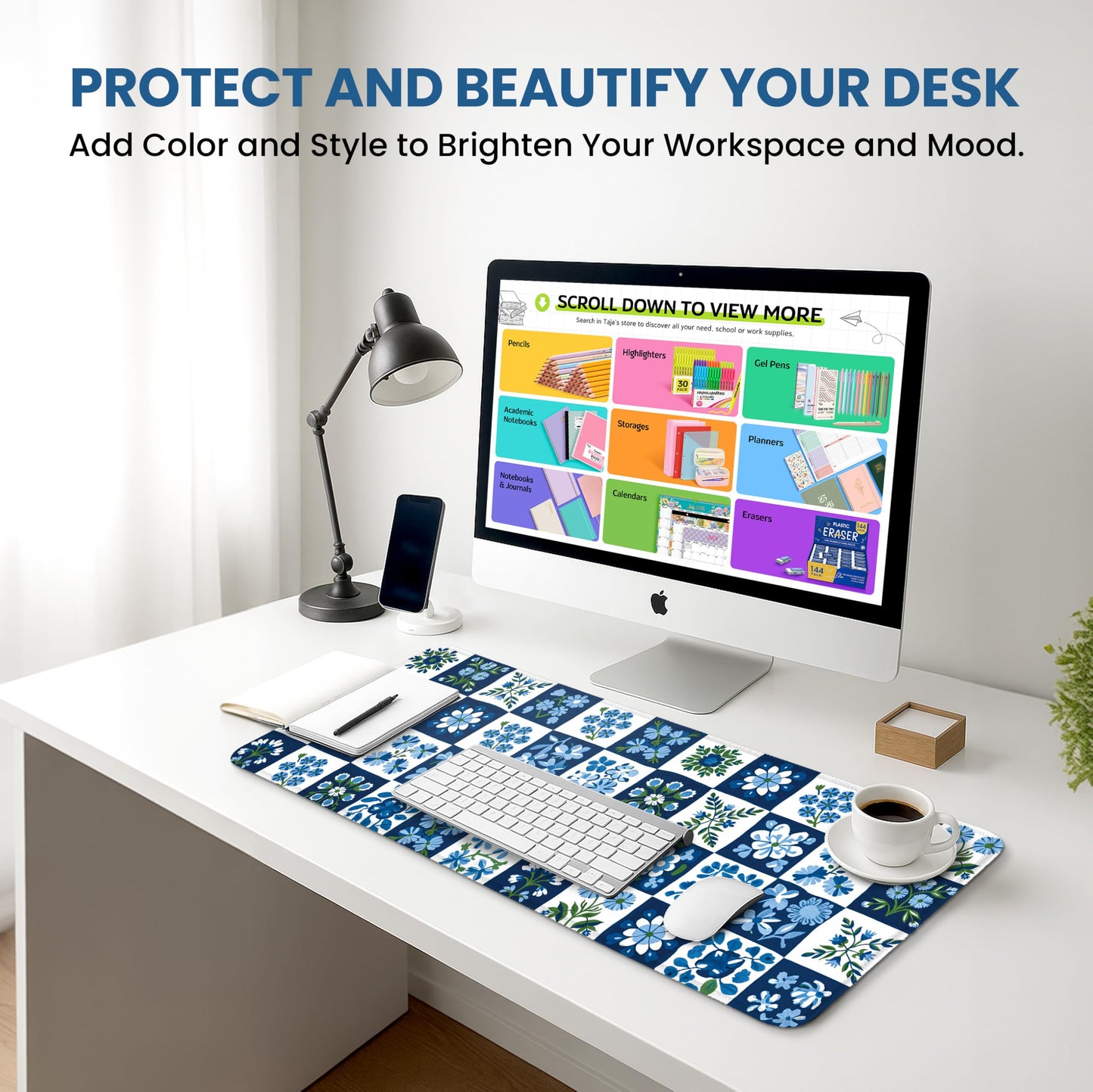 ZapDesk Large Desk Mat, Extended Mouse Pad for Desktop, 31.5" x 11.8"