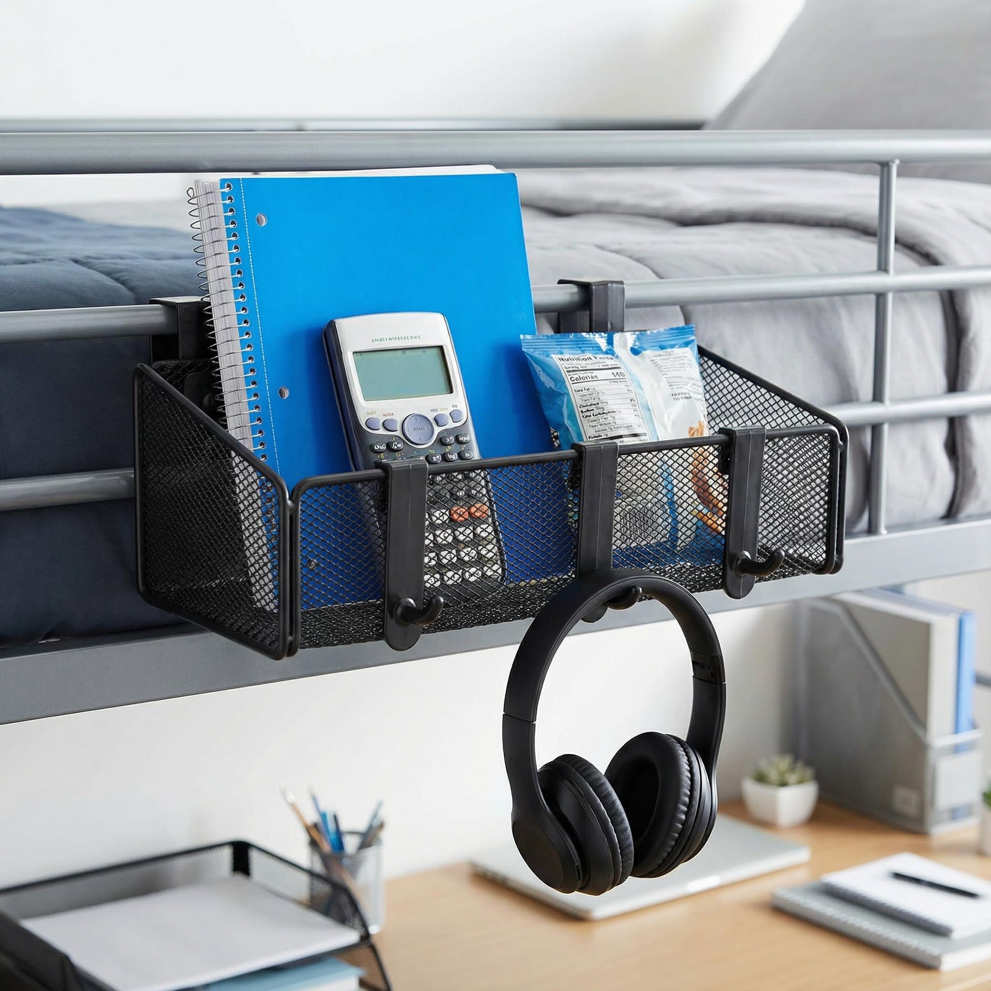 JDYOOMI Bedside Caddy Shelf Hanging Storage Basket for Bunk Bed, Office Cubical Walls, Baby Rails