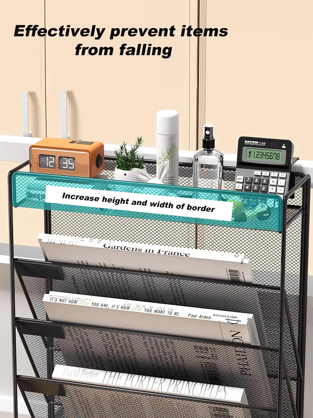 ZNMYDMT 5 Tier Mesh Wall File Organizer,3 Pockets vertical Mount Hanging Organizer with Top/Bottom