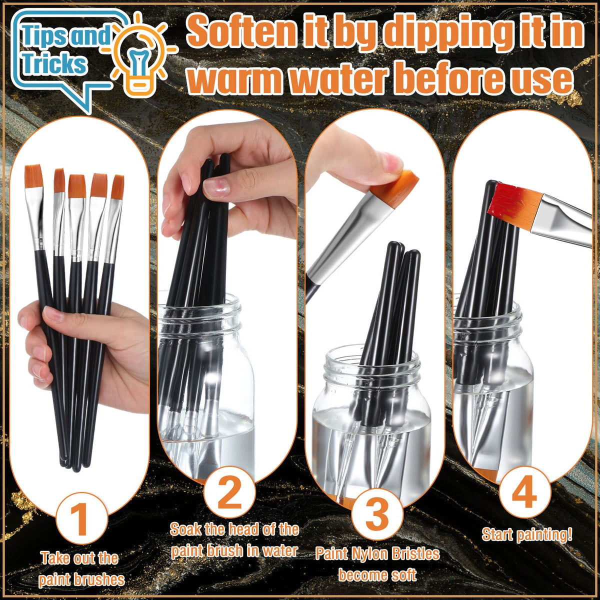 Zonon 20 Pcs Flat Paint Brushes Acrylic Painting Craft Accessories Classroom Prizes Gifts Small