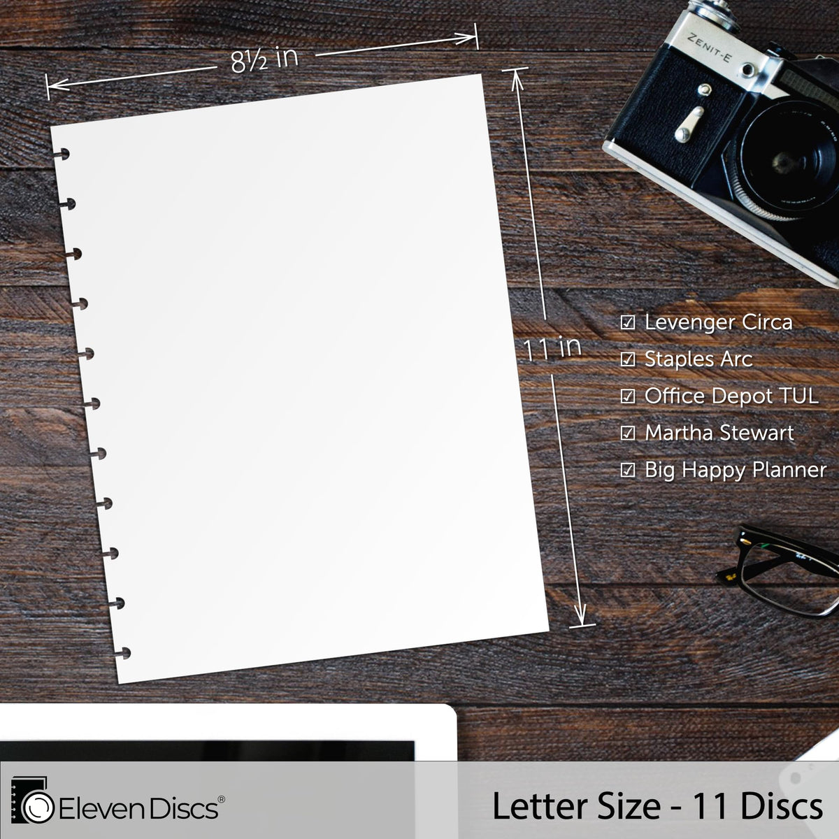 Eleven Discs Discbound Paper, Letter Size Blank Sheets - Premium 120gsm Heavyweight Notebook &