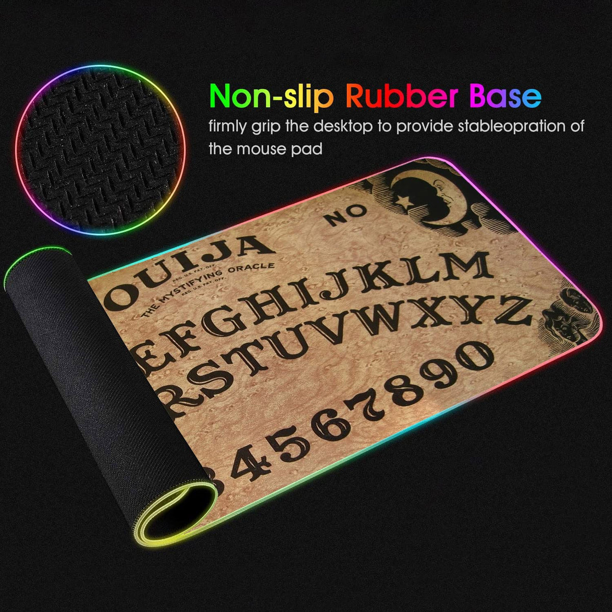 RGB Gaming Mouse Pad with Coffee Coaster, XXL Large Glowing LED Mousepad, Anti-Slip Rubber Base