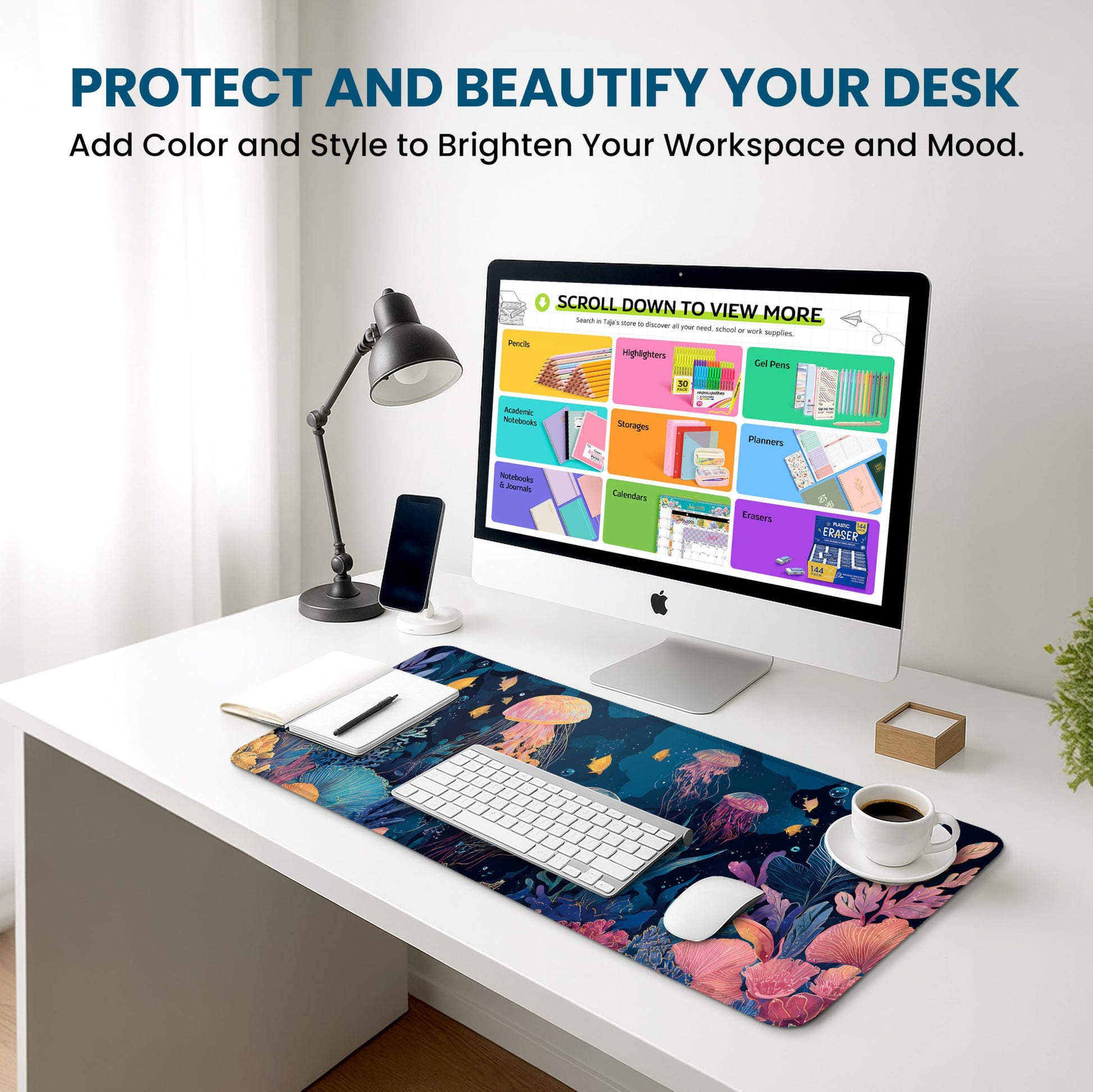 ZapDesk Large Desk Mat, Extended Mouse Pad for Desktop, 31.5" x 11.8"