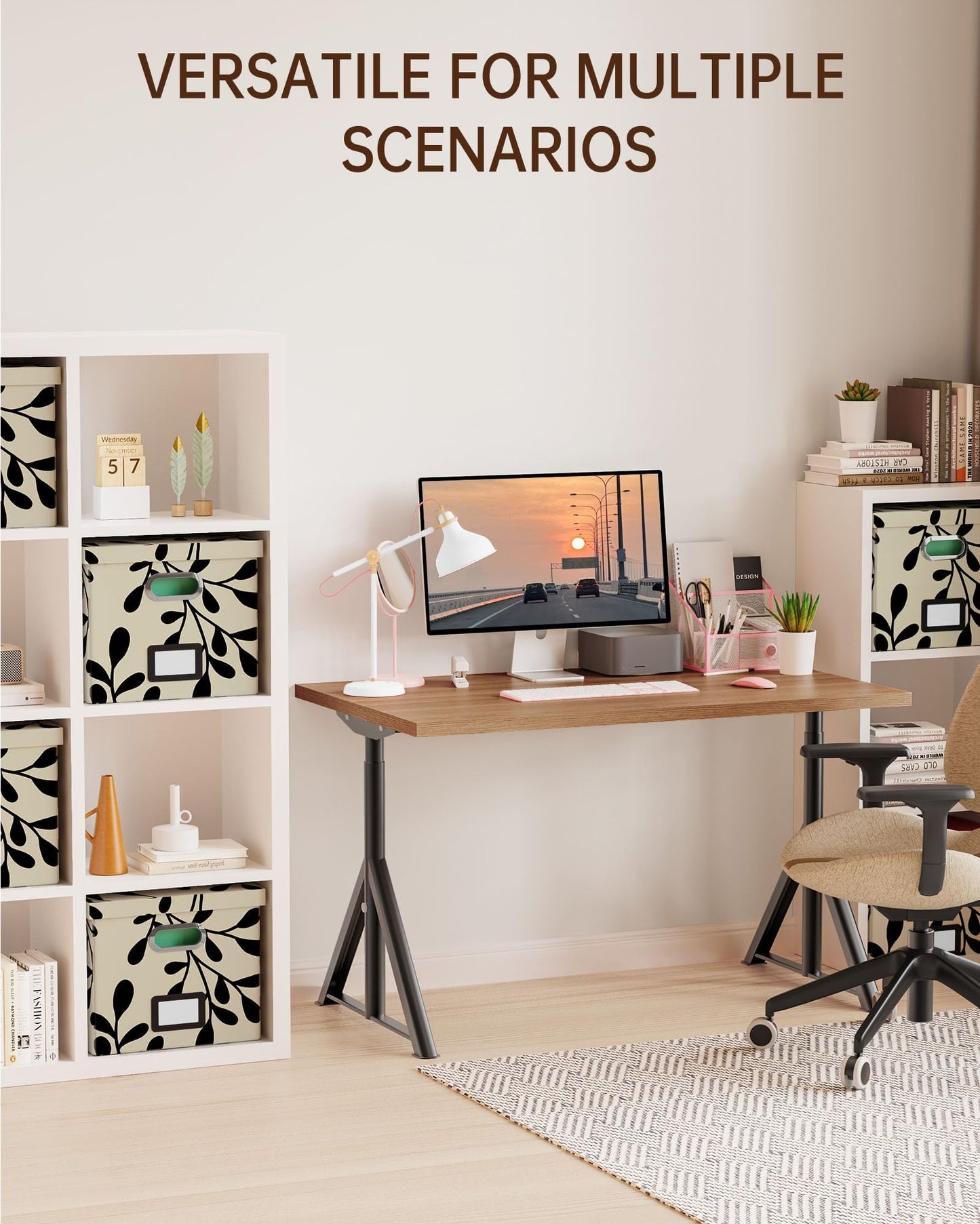 Oterri File Organizer with Lid, File Box, File Cabinet for Letter File Folder Storage, Hanging File