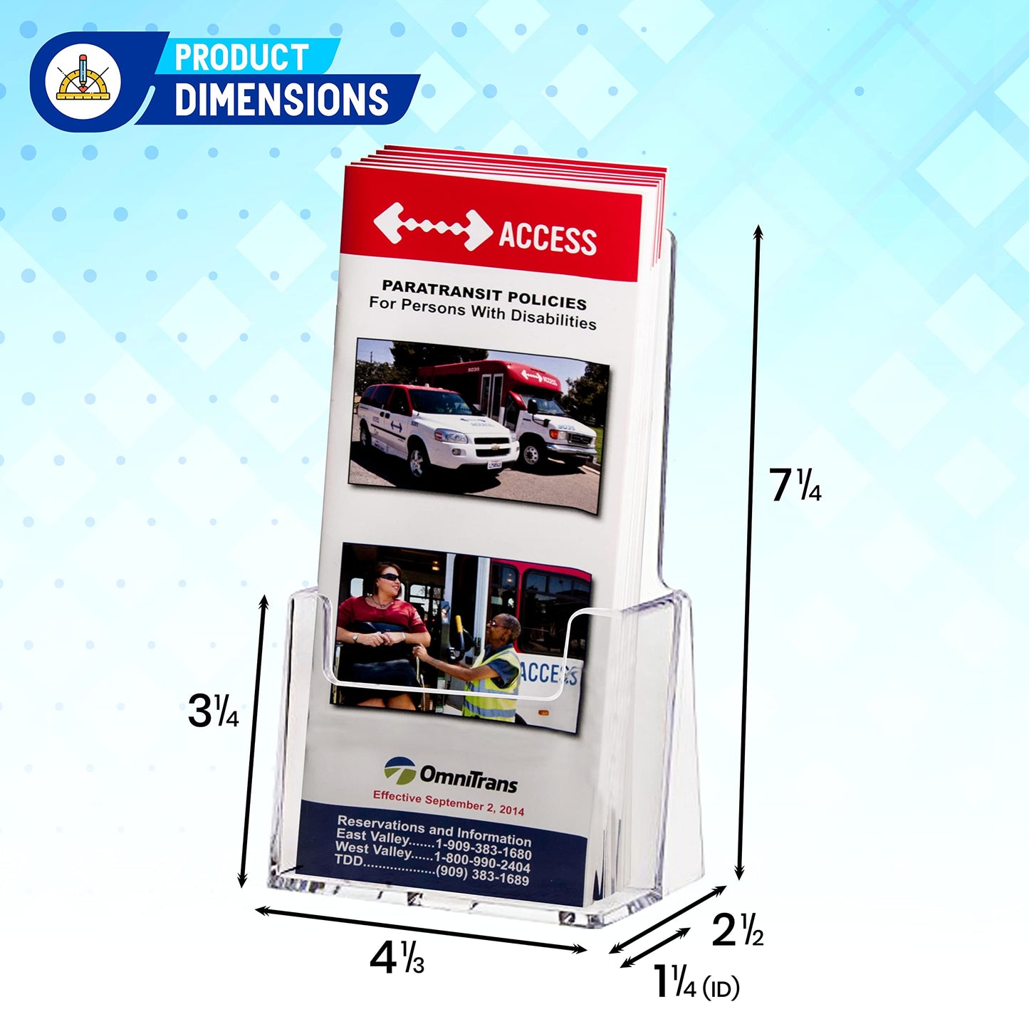 Clear-Ad - Acrylic Trifold Brochure Holder - Rack Card Display - Pamphlet Stand - LHF-S100 (Pack of