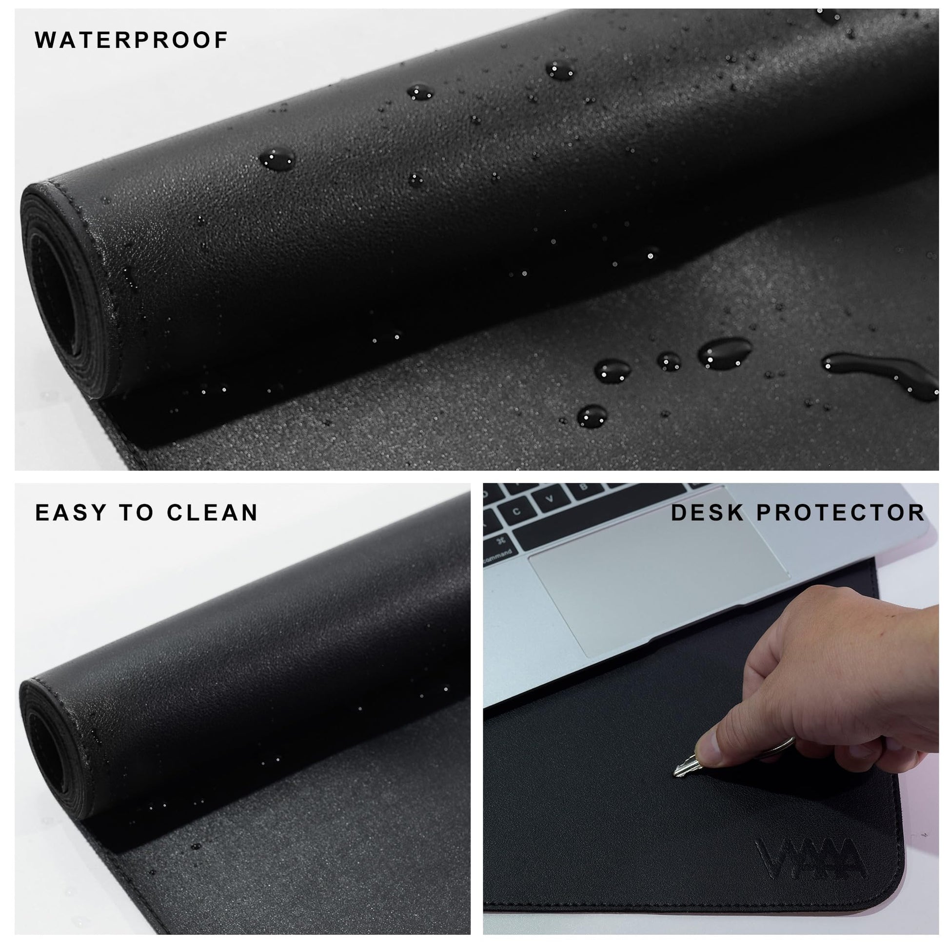 Vyaaa 47.2"x31.5" PU Leather Large Desk Mat (Black) - XXL Extended Mouse pad, Office Desk