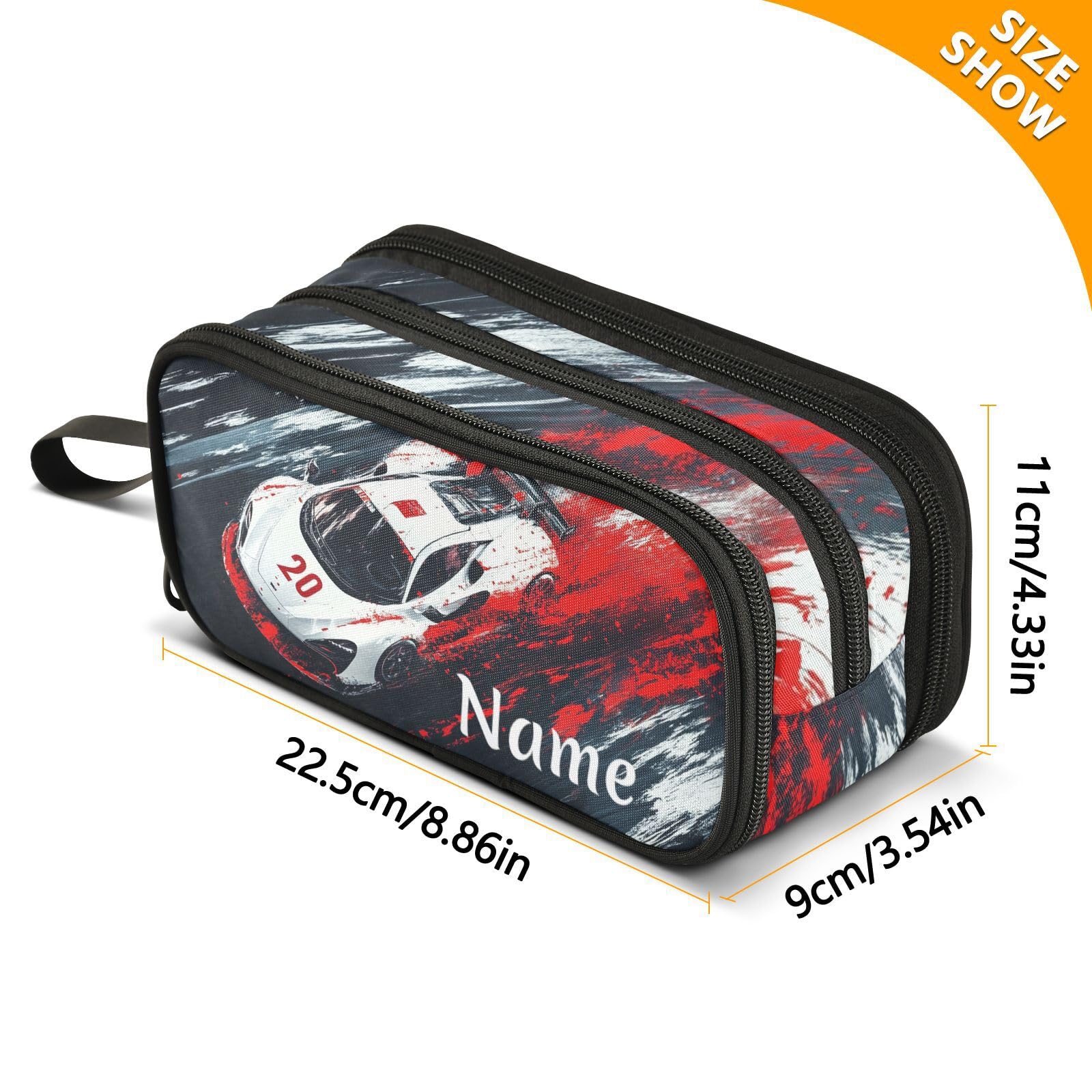 BOENLE Custom Racing Car Truck Pencil Case Box Boys Girls Personalized Name Large Pencil Pouch