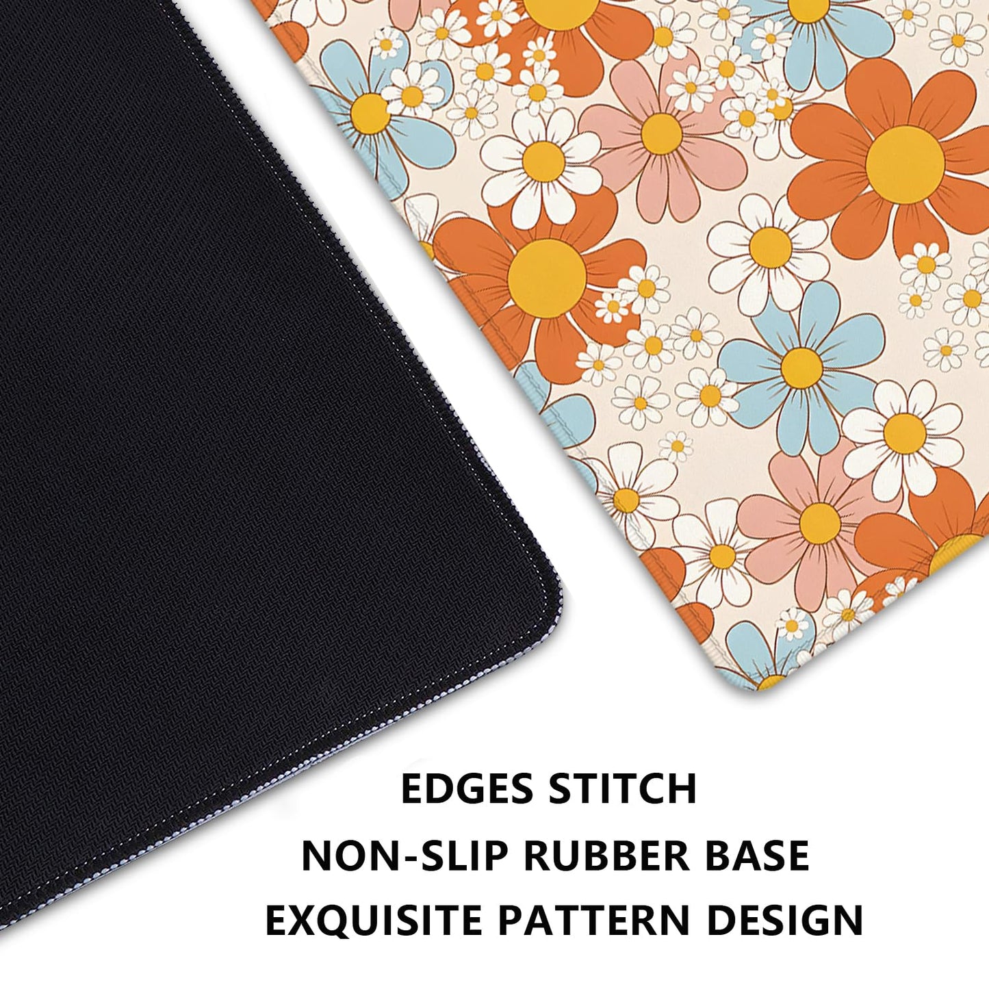 Vintage Floral Mouse Pad Daisy Desk Pad,Retro Flower Mouse Mat,Floral Desk Mat Mouse Mat for