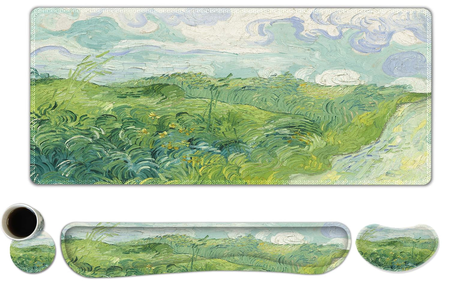 ToLuLu Extended Gaming Mouse Pad, Memory Foam Keyboard Mouse Wrist Rest Set